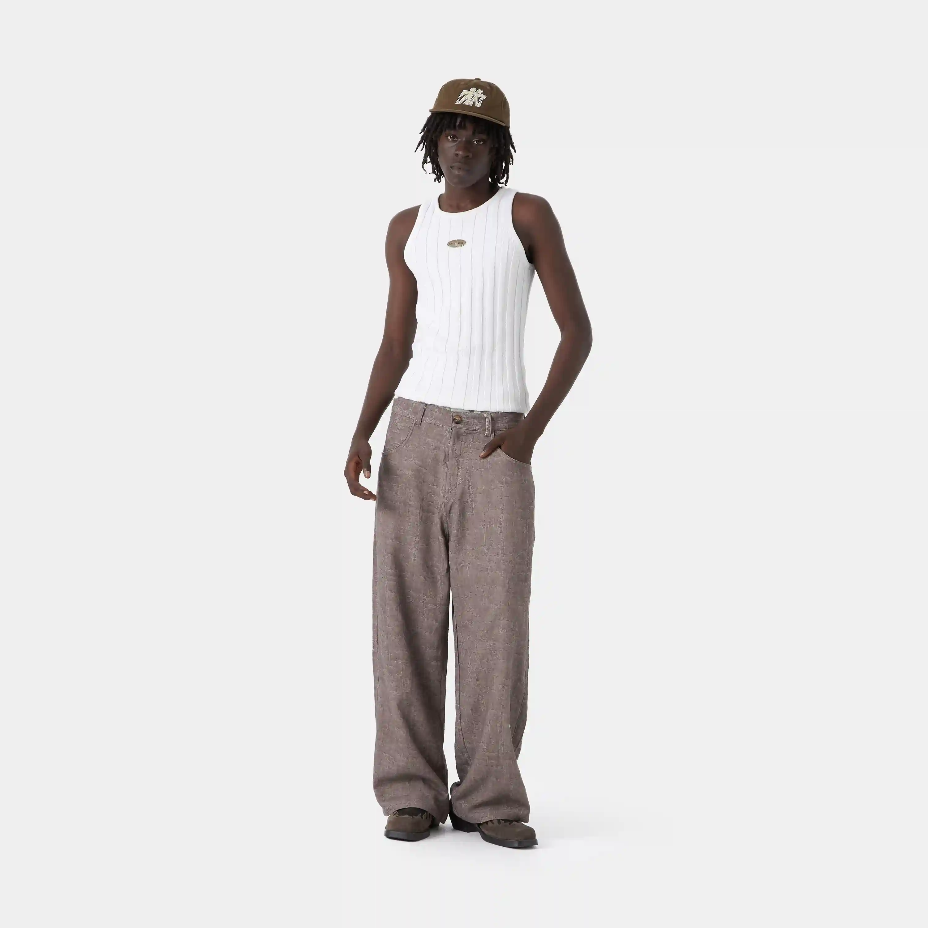 Frayed Brown Baggy Pants