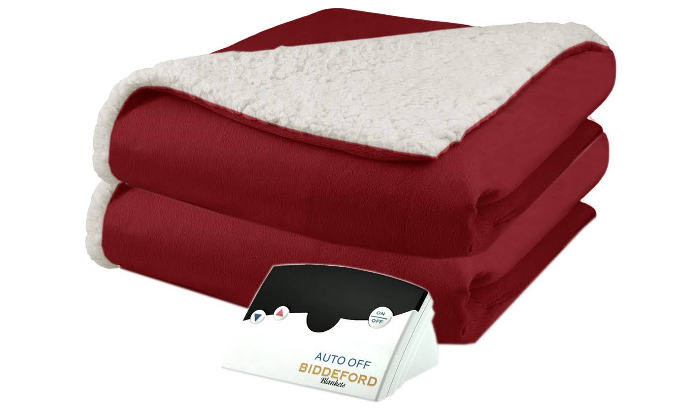Biddeford 6001-9051136-300 Micro Mink and Sherpa Electric Heated Blanket Full Brick