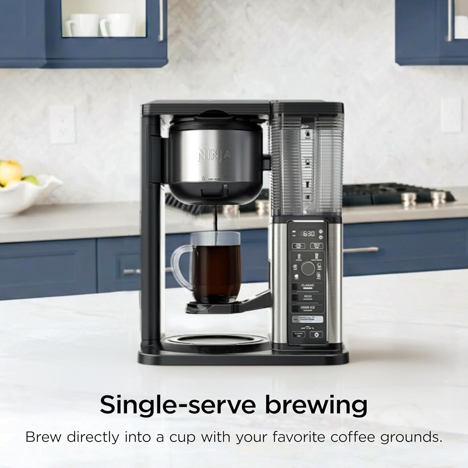 Ninja Coffee Maker, 10-Cup Carafe, Fold-Away Frother, Black, CM401| Permanent Filter & Removable, Dishwasher Safe Reservoir, 6 Brew Styles, 8 Cup to Travel Mug to Pot Sizes