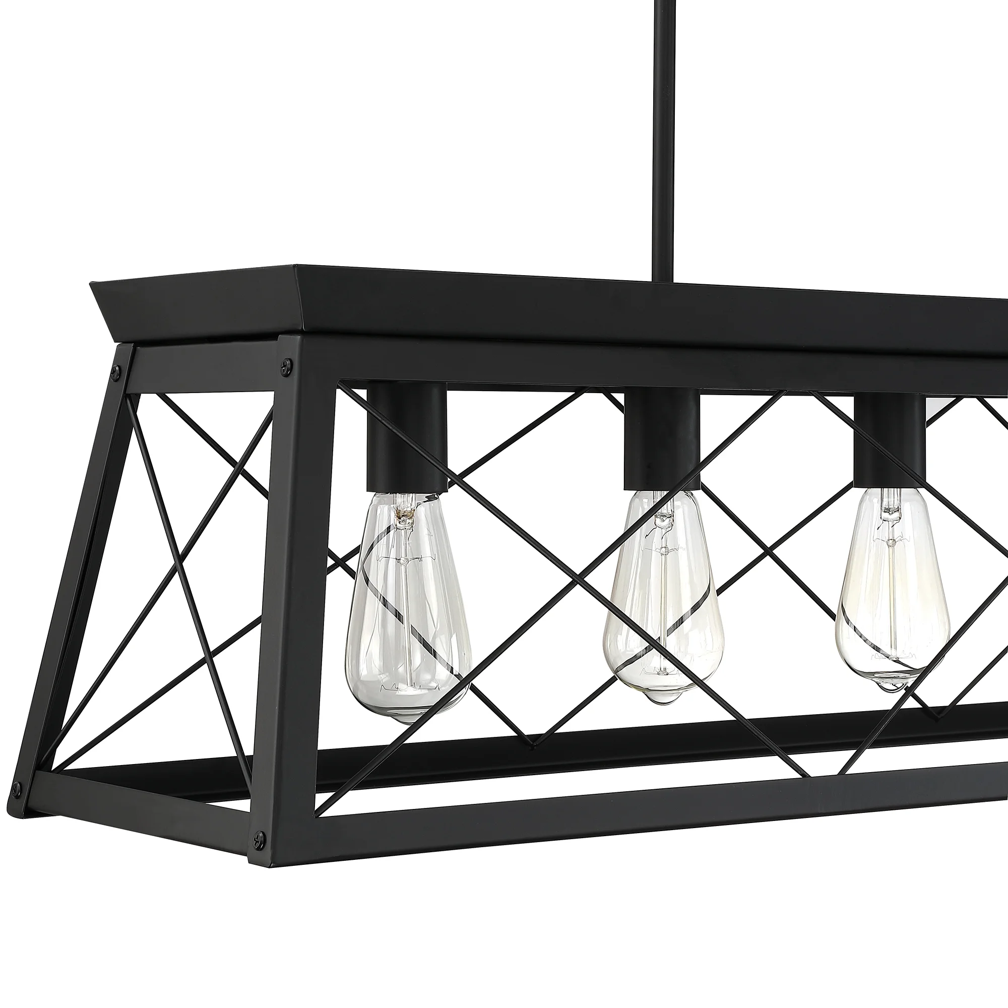 5-Light Farmhouse Matte Black Chandelier Industrial Pendant Lighting for Kitchen Island for Dining Room, Living Room
