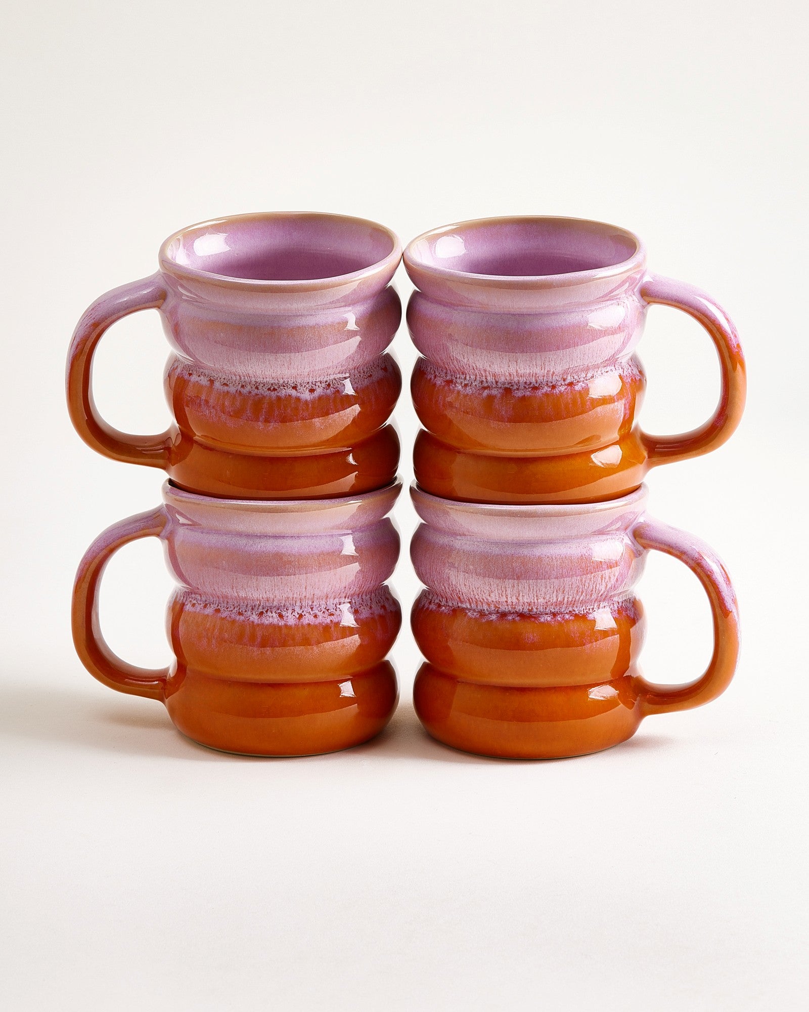 OMBRA - LARGE MUG BUBBLE PINK ORANGE SET OF 4