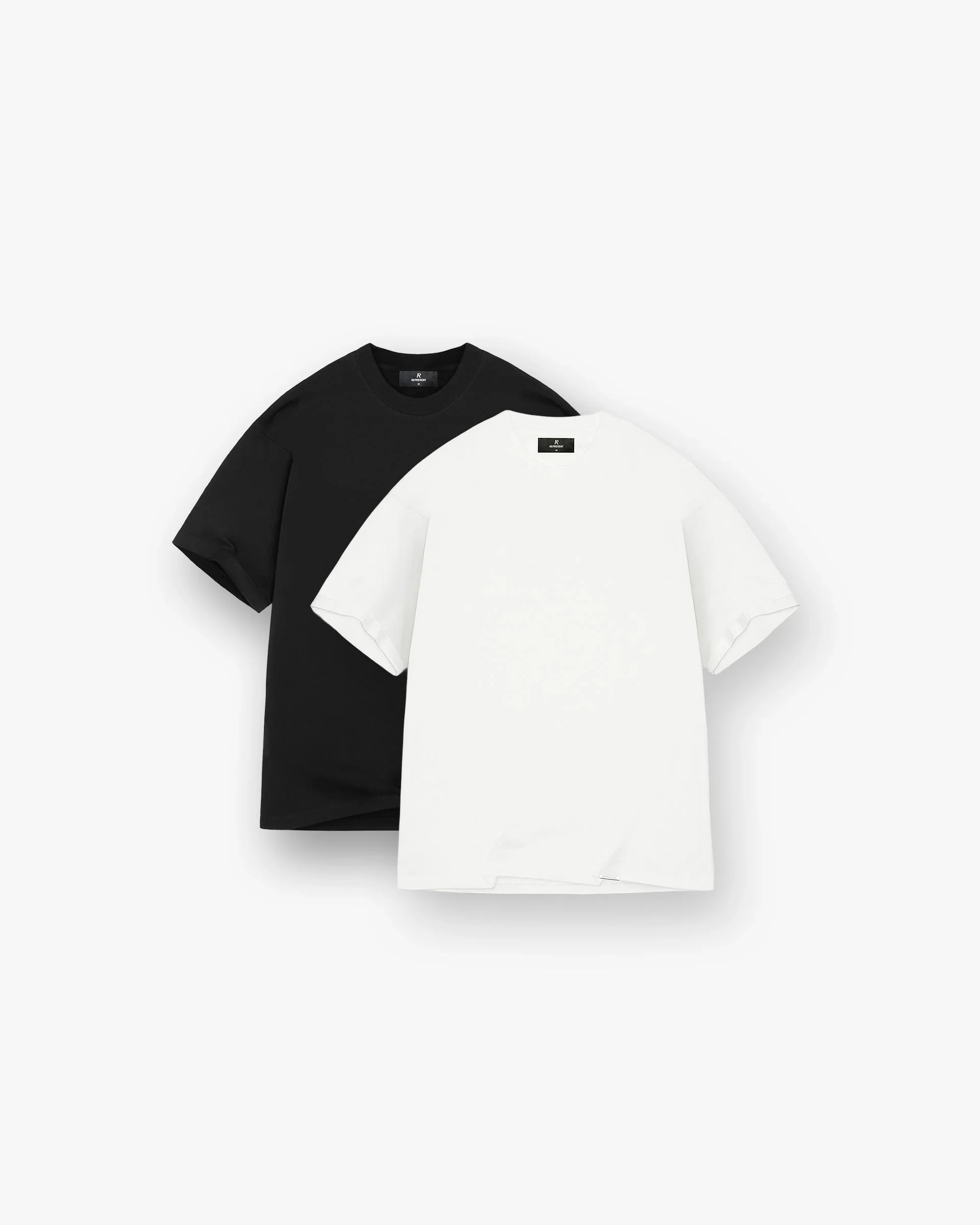 2 x Initial Oversized T-Shirt - Flat White & Black