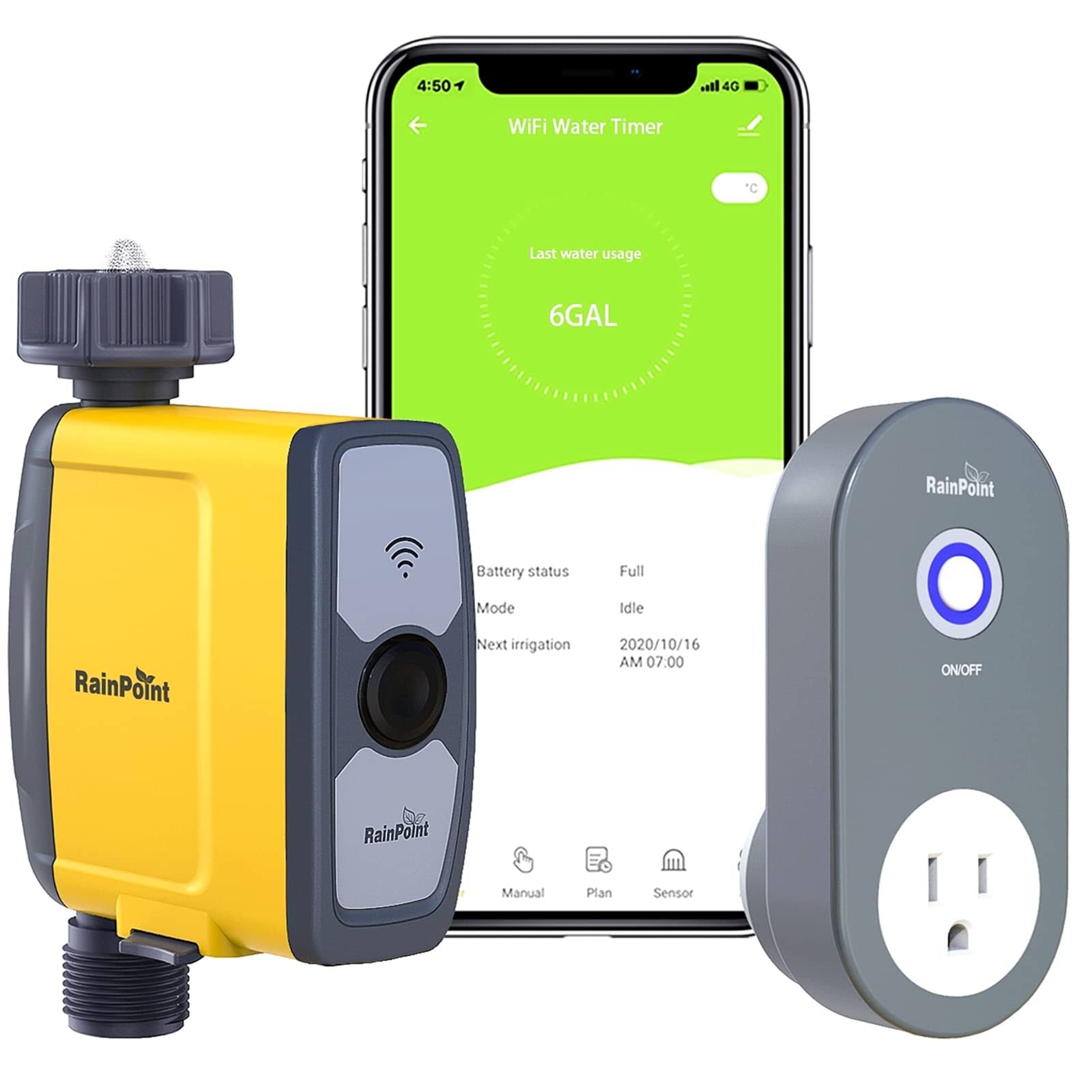 RAINPOINT Sprinkler Timer WiFi Water Timer, Smart Garden Hose Faucet Timer, WiFi Lawn Sprinkler Controller Irrigation System Valve, App & Voice