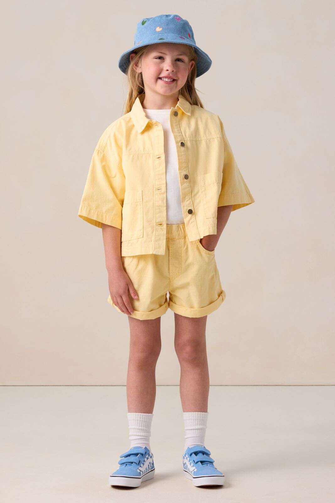 Lichtgele blouse met opgestikte zakken