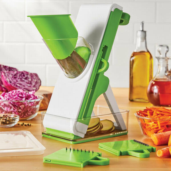 Mainstays 8pc Safe Multi-function Mandoline Slicer, Green