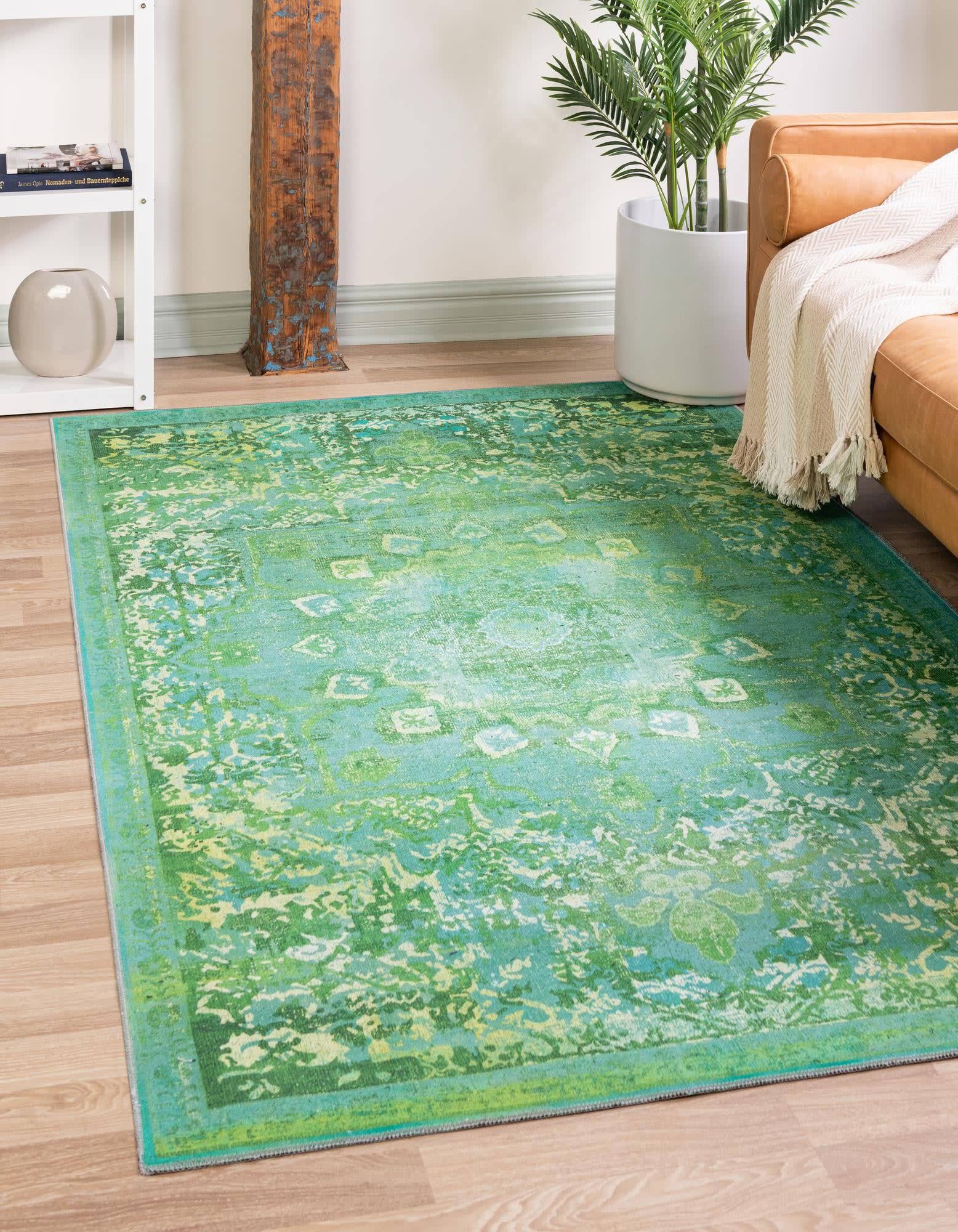 Unique Loom Wasahable Renaissance 5x8 Green Floral Area Rug