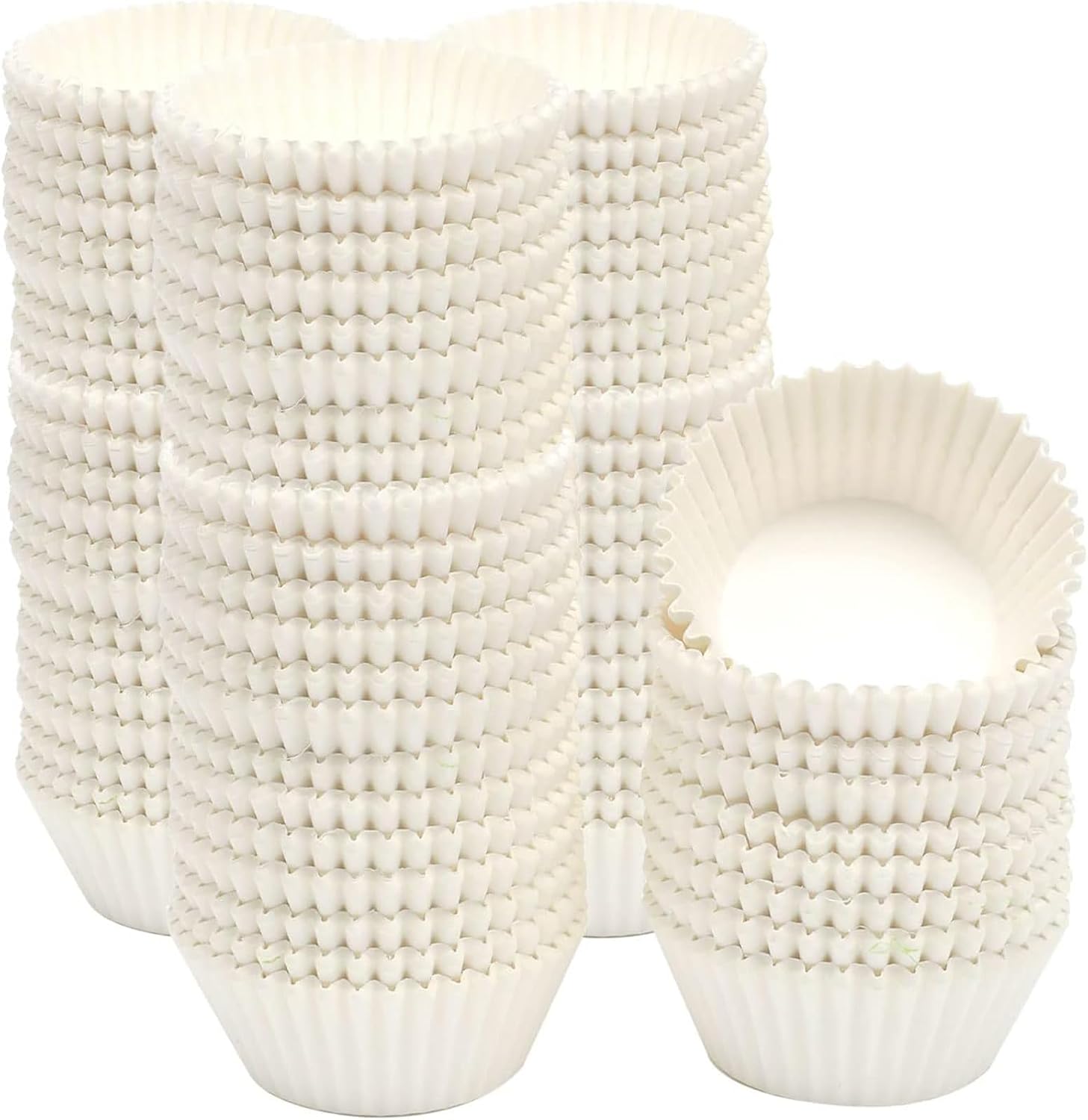 qiqee 1000pcs White Cupcake Liners Muffin Linner No Smell, Food Grade Baking Cups（Standard Size）