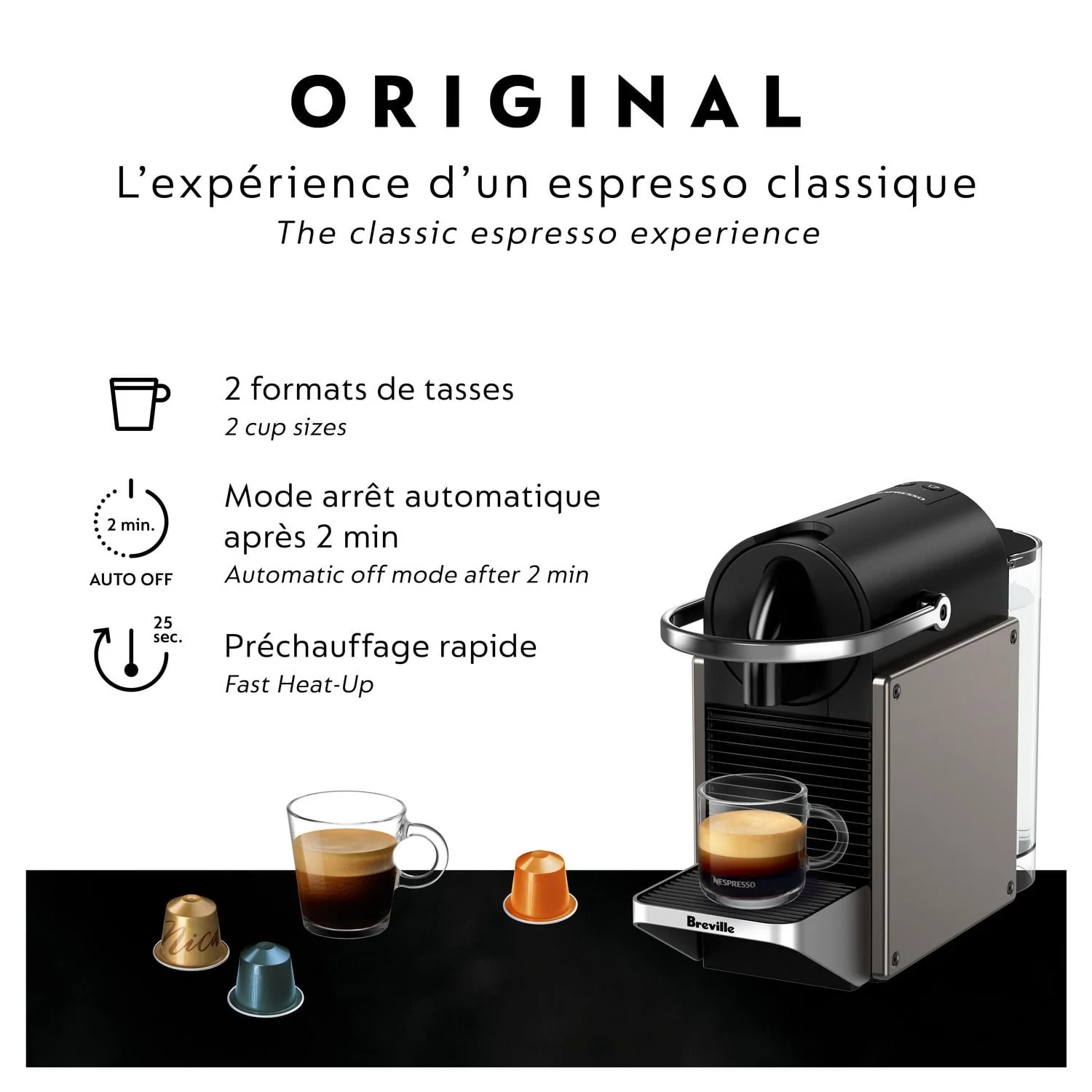 Nespresso Pixie Espresso Machine by Breville, Titan - BEC440TTN