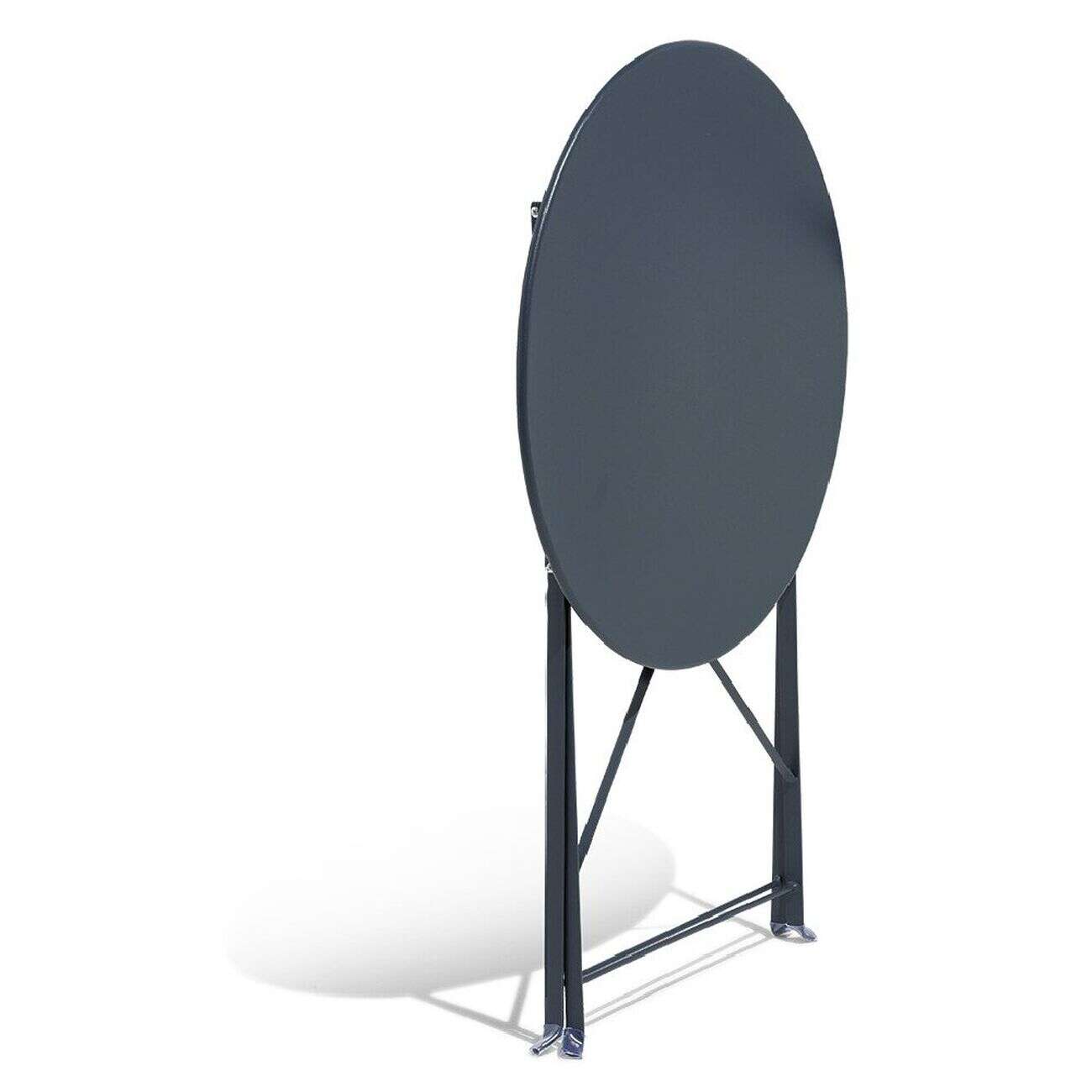 Table de jardin ronde RIO pliante 2 personnes métal gris