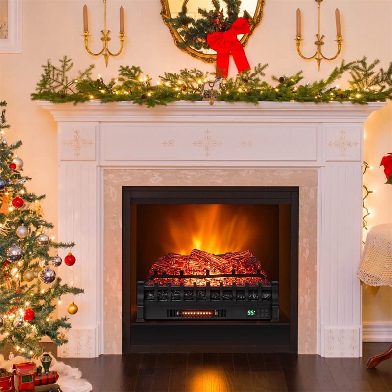 26" WiFi Electric Fireplace Insert Log Set, 1500W Infrared Quartz Heater with App/Remote Control, Realistic Sound, Adjustable Flame Colors, 8H Timer