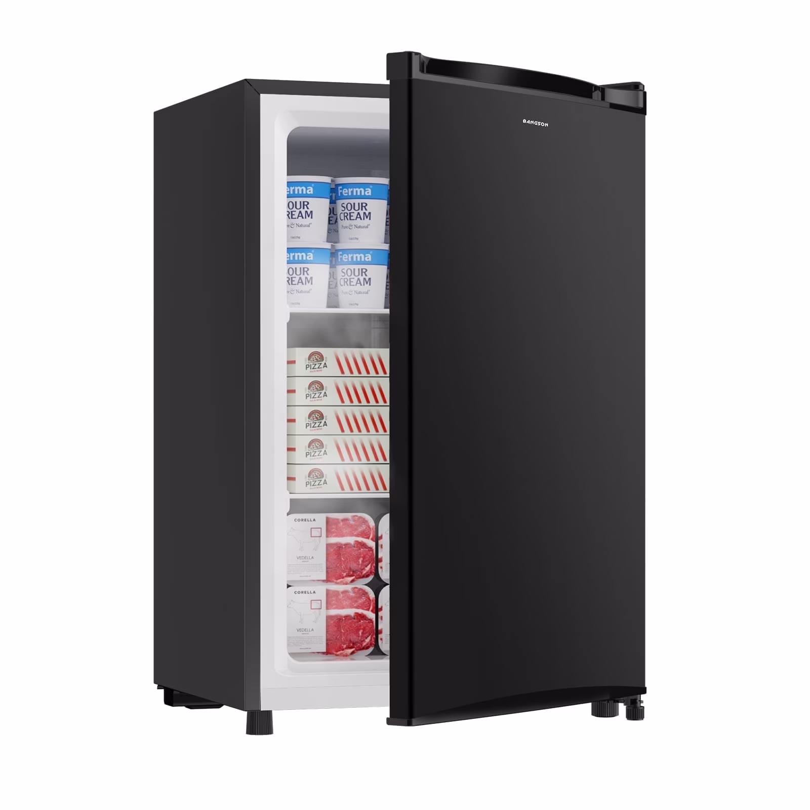 3.0 Cu.ft Compact Upright Freezer, Energy-Saving Mini Freezer with Adjustable Thermostat,Black(Black)