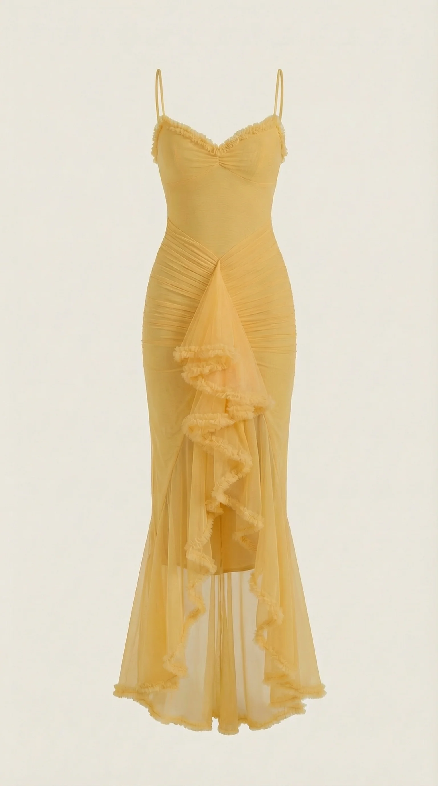 Robe maxi asymétrique à volants pour femmes