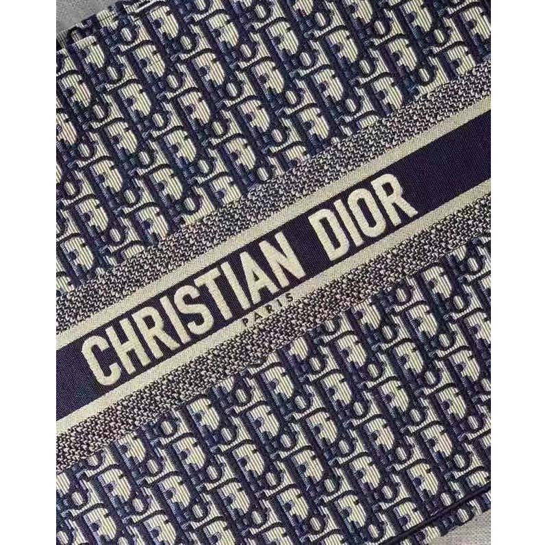 CD Unisex CD Large Book Tote Navy Blue CD Oblique Embroidery