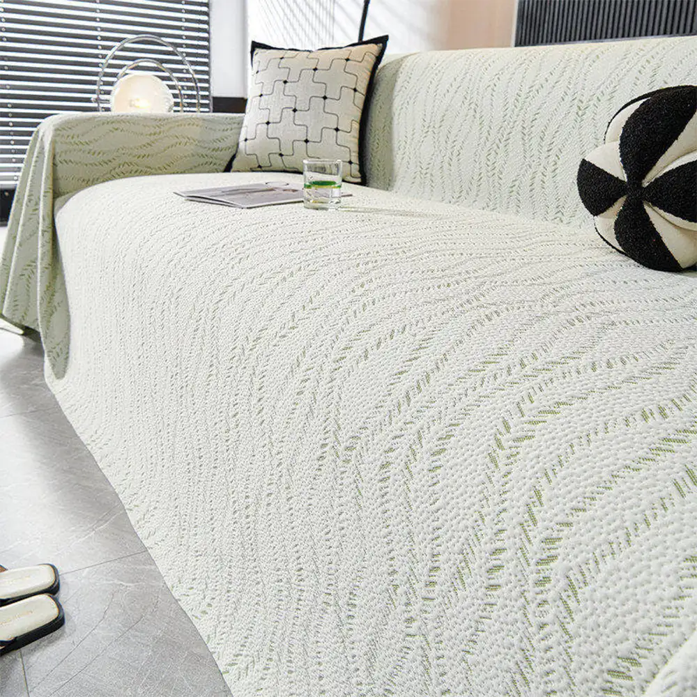Leaf Pattern Cooling Ice Silk Sofa Protection Large Blanket Couch Cover