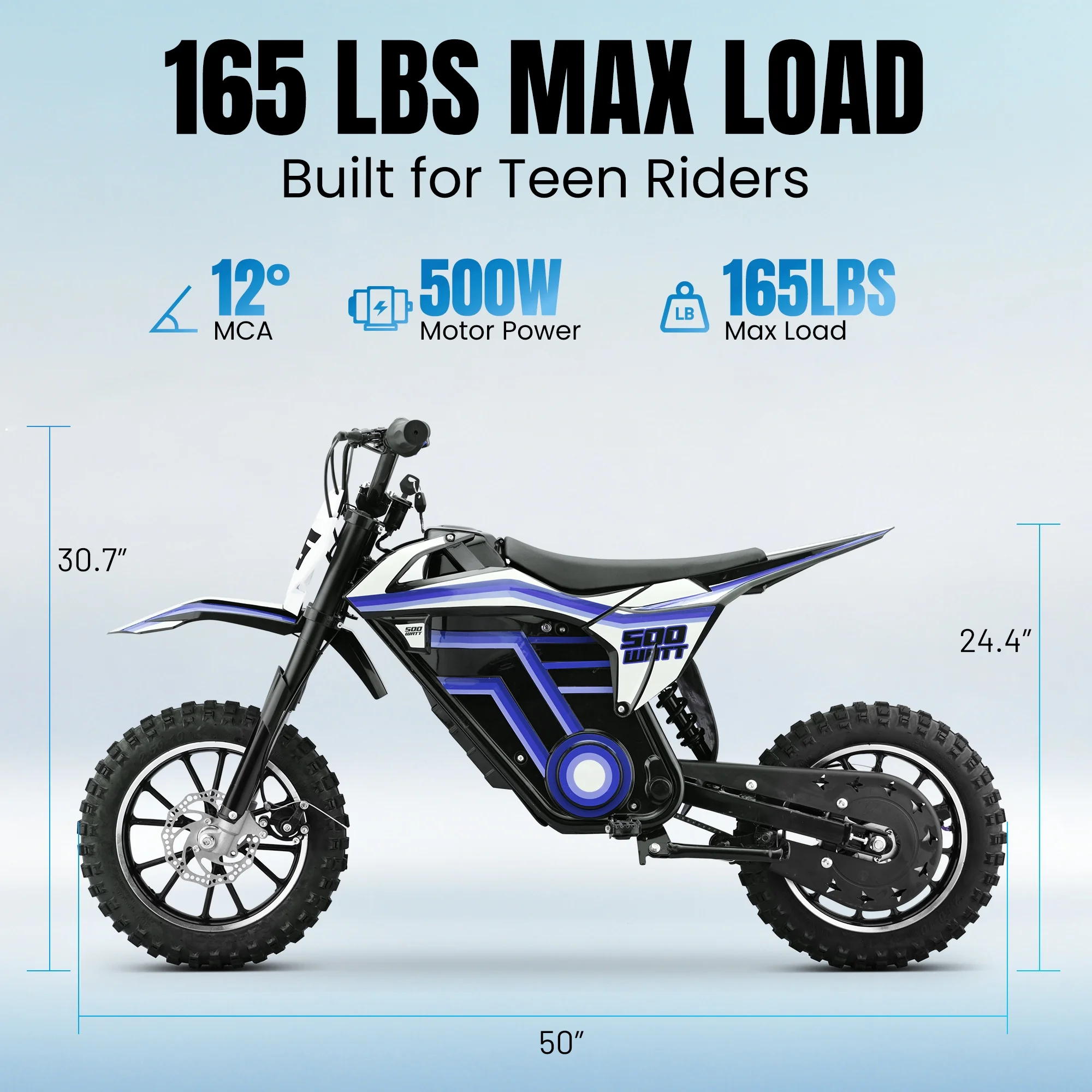 Electric Dirt Bike for Teens Adults, 500W Electric-Motorcycle Mountain Off-Road EBike(BLUE) - Image 9
