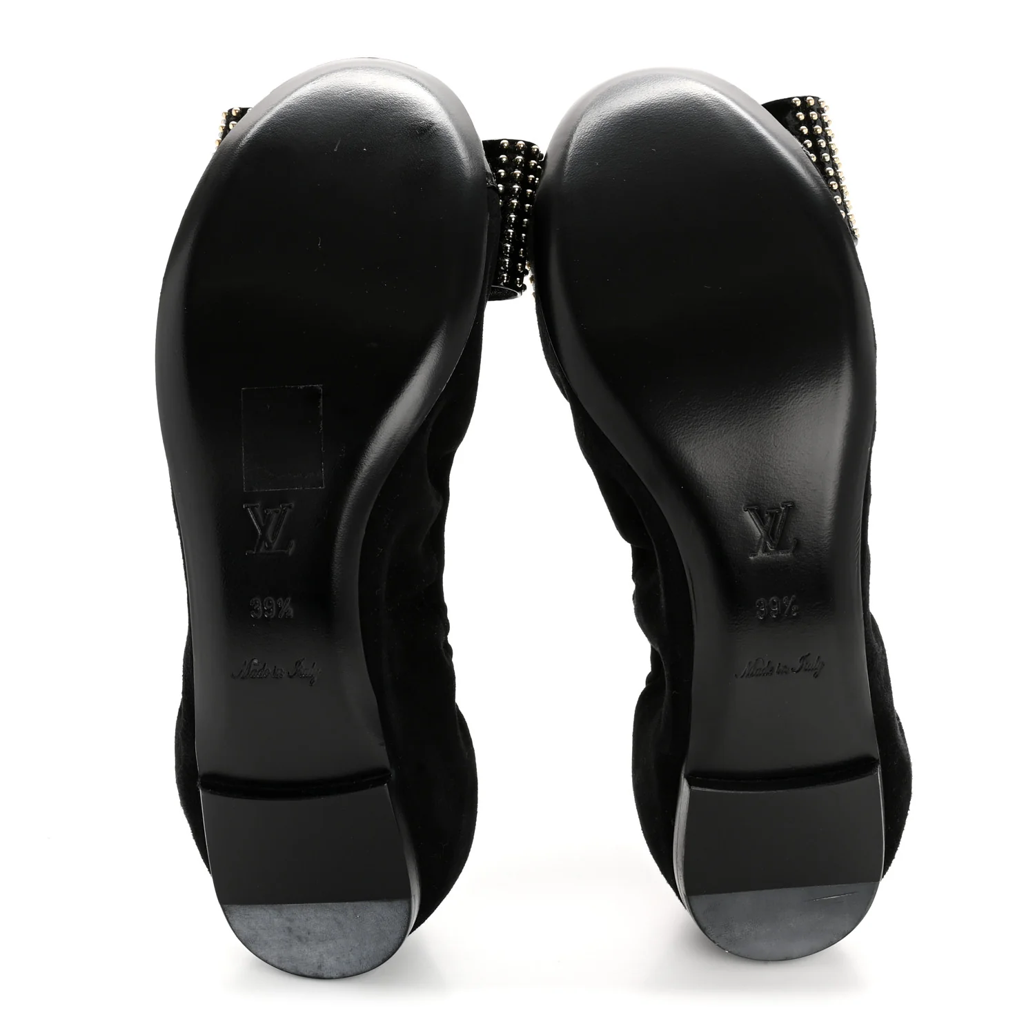 Suede Patent Studded Flirty Ballerina Bow Flats 39.5 Black