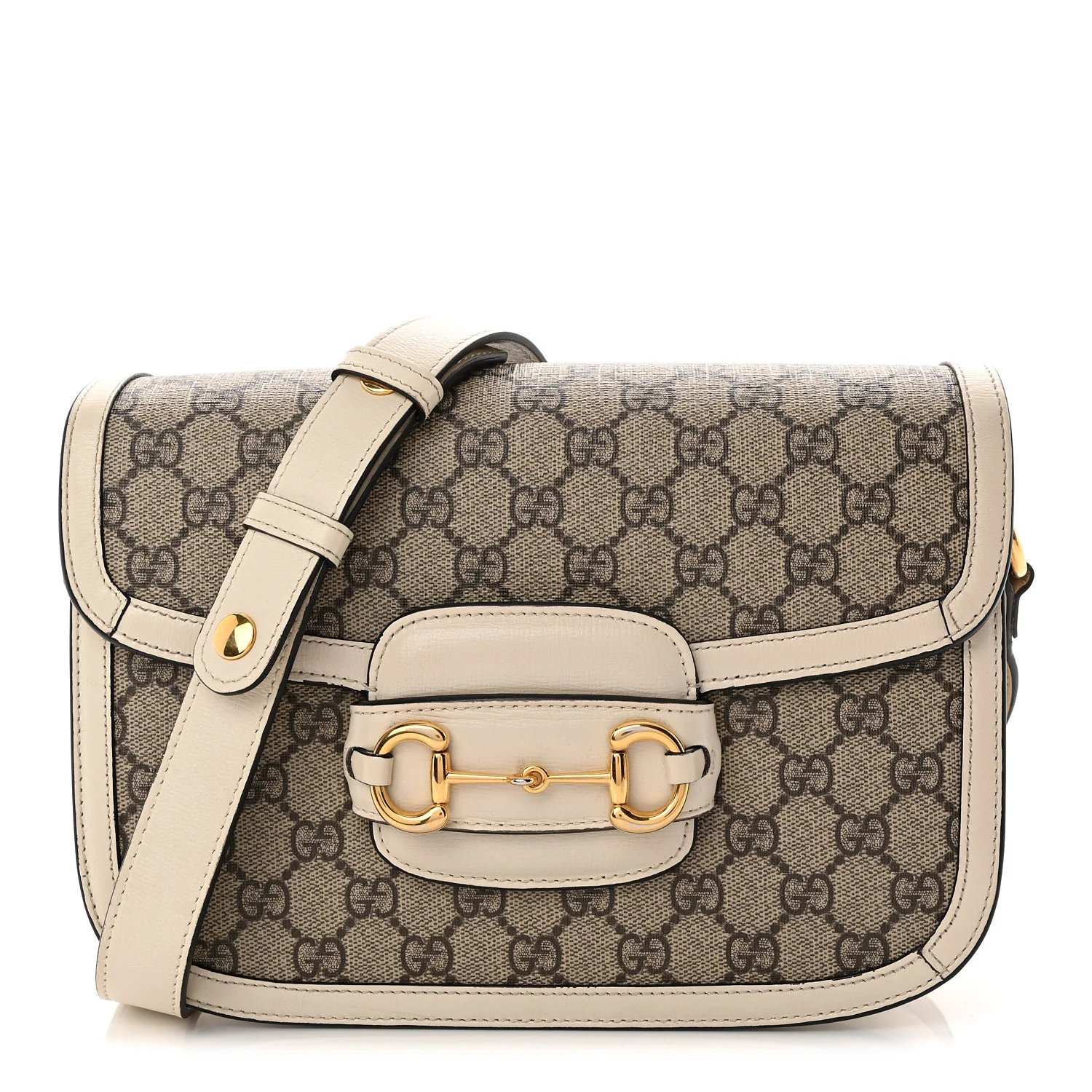 GG Supreme Monogram Horsebit 1955 Shoulder Bag Beige Mystic White