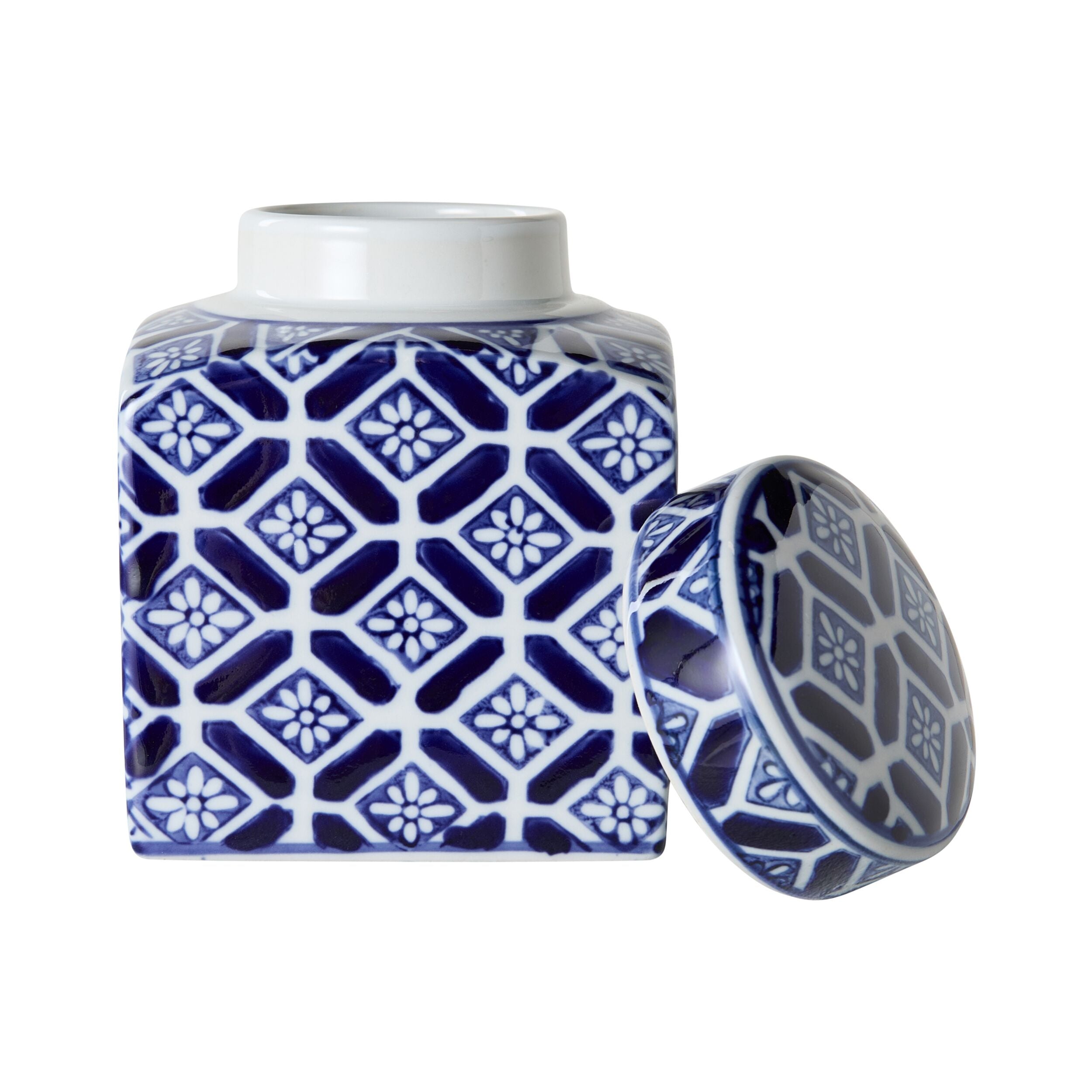 Celadon Daisy Tile Jar Medium