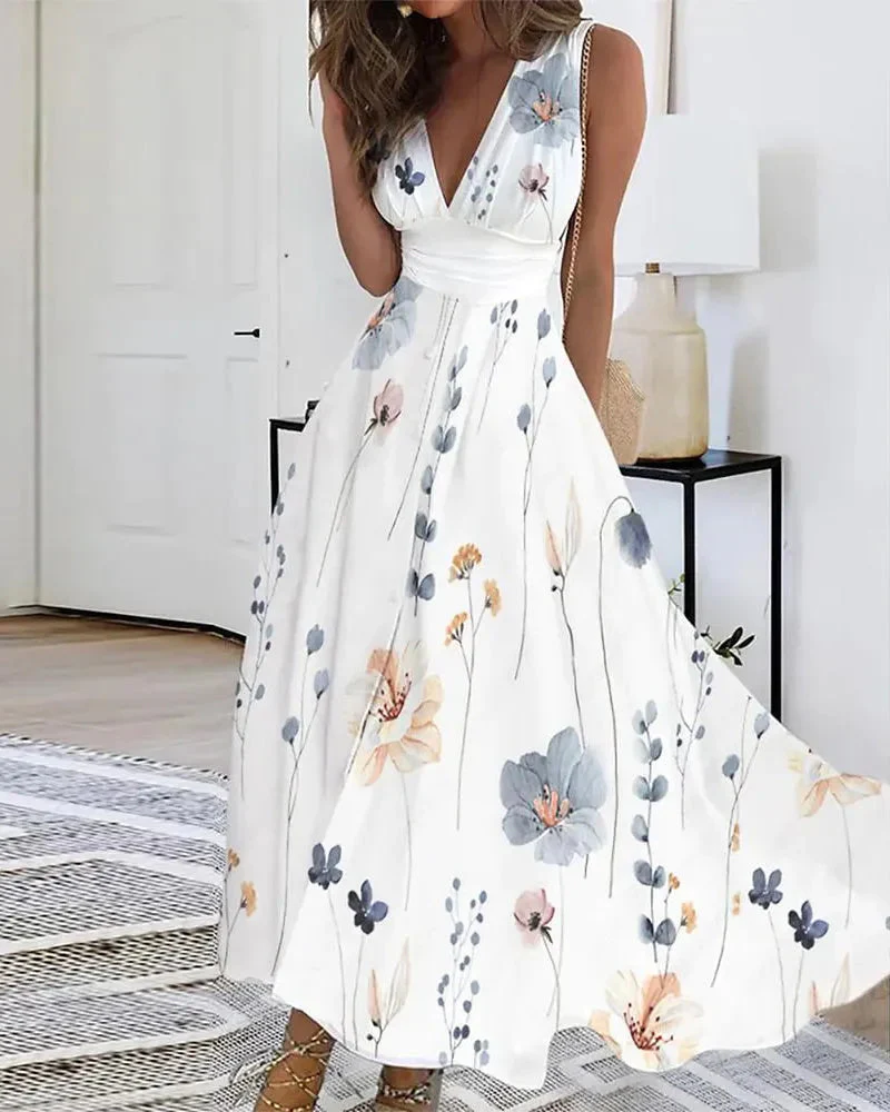 Robe sans manches imprimée