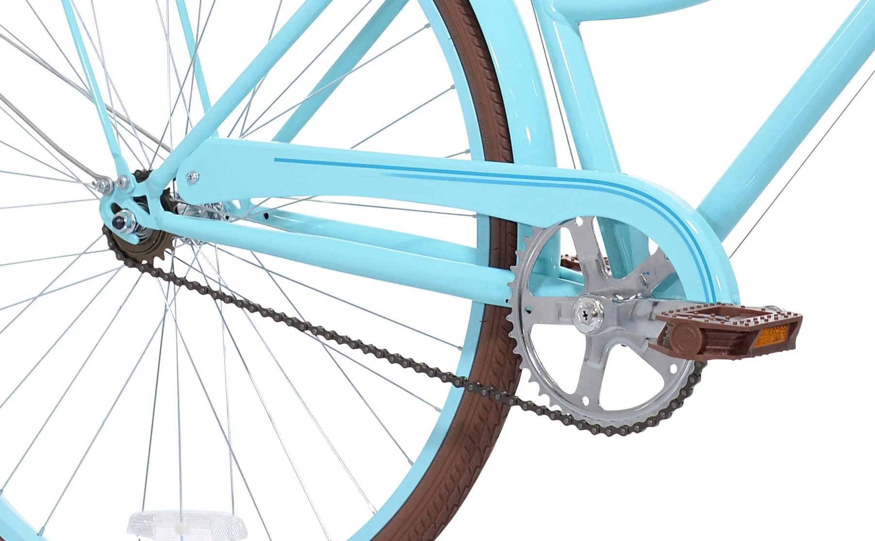 Kent Bicycles 700C Providence Adult Female Cruiser Bike, Light Blue and Brown Image 8