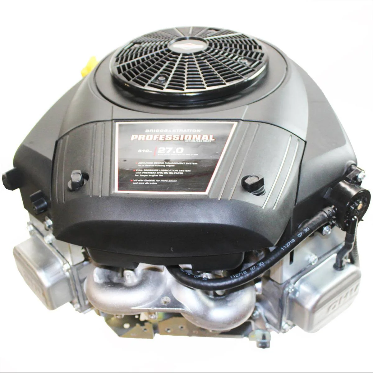27HP Vertical Engine with 1′′x3-5/32′′ Shaft, Electric Start, 16 Amp, Fuel Pump, Oil Filter – Cast Iron Sleeve