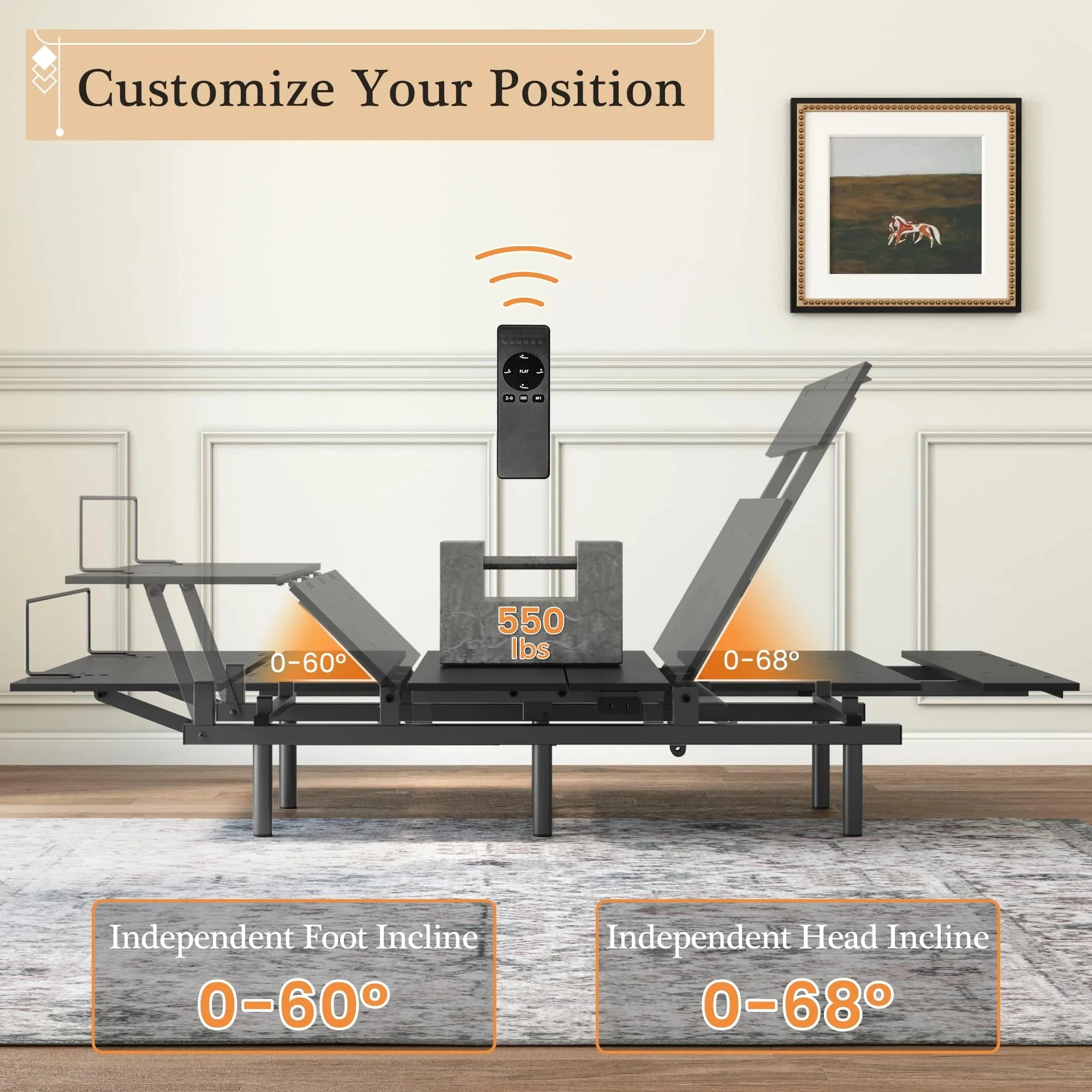 Adjustable Bed Frame -Wireless Remote -Memory Function -Adjustable Bed Base -Head and Foot Lift Incline -Zero Gravity -Quiet Motorfor Lying…