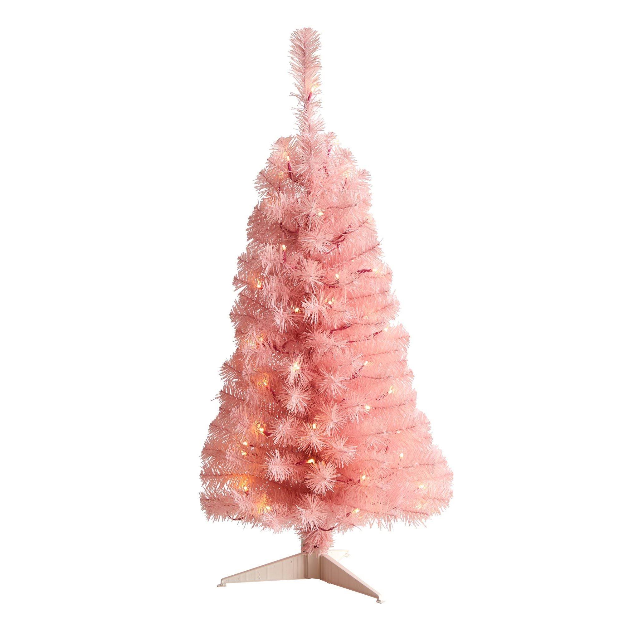Nearly Natural 3ft Pink Artificial Christmas Tree with 50 LED Lights and 118 Bendable Branches