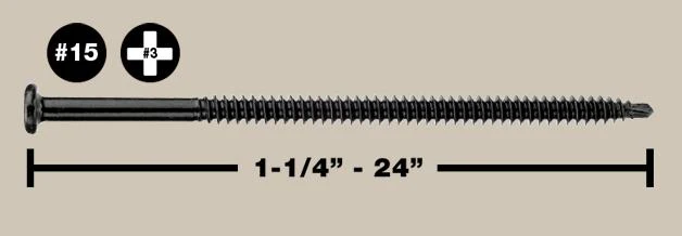 Mule-Hide 8 in. #15 EHD Fastener (Self-Drilling Screw), 500/Box (SKU 08MHXH8)