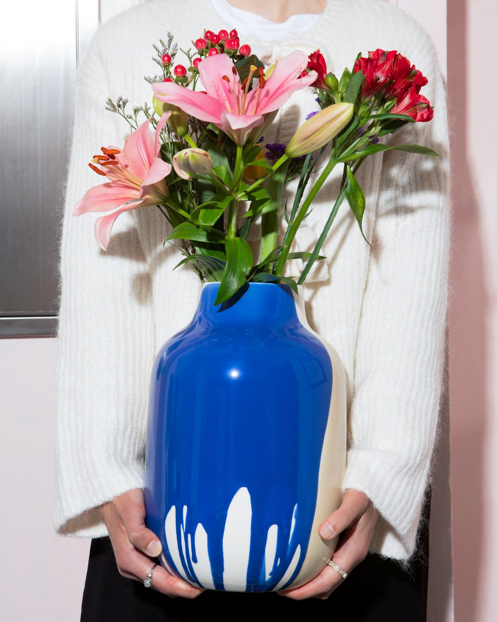 NUNO - VASE L DRIP SAND BLUE