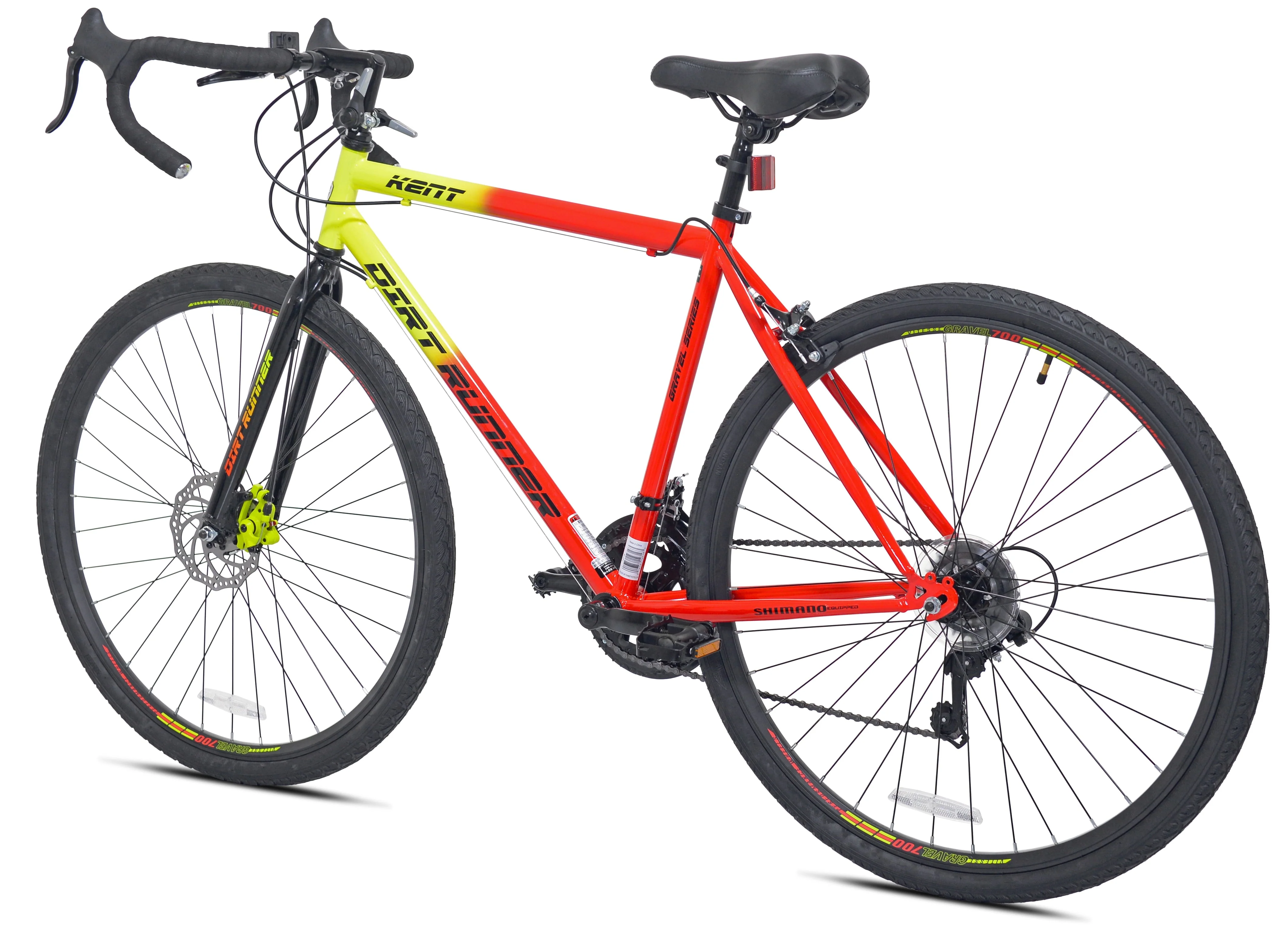 700c Dirt Runner Men's Gravel Bike, 14 Speed, Neon Red / Orange - Image 3