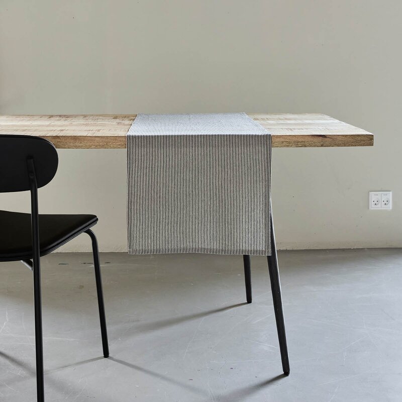 Block bordløper 140x40 cm sand/svart