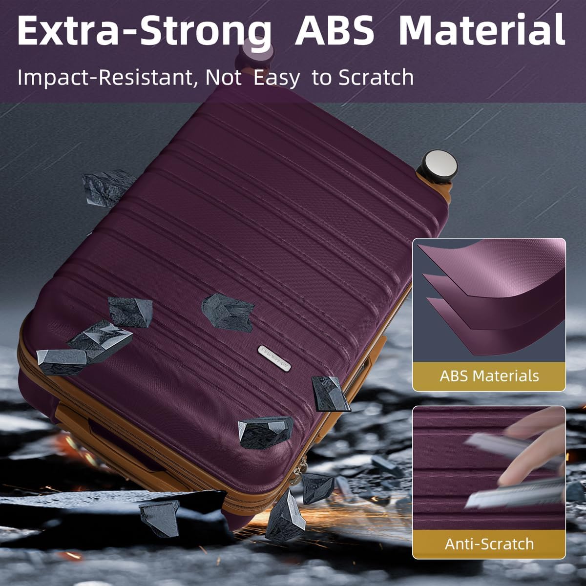 Ensemble de 6 valises, ensemble de valises rigides extensibles avec roulettes multidirectionnelles, ensemble de bagages à roulettes légers