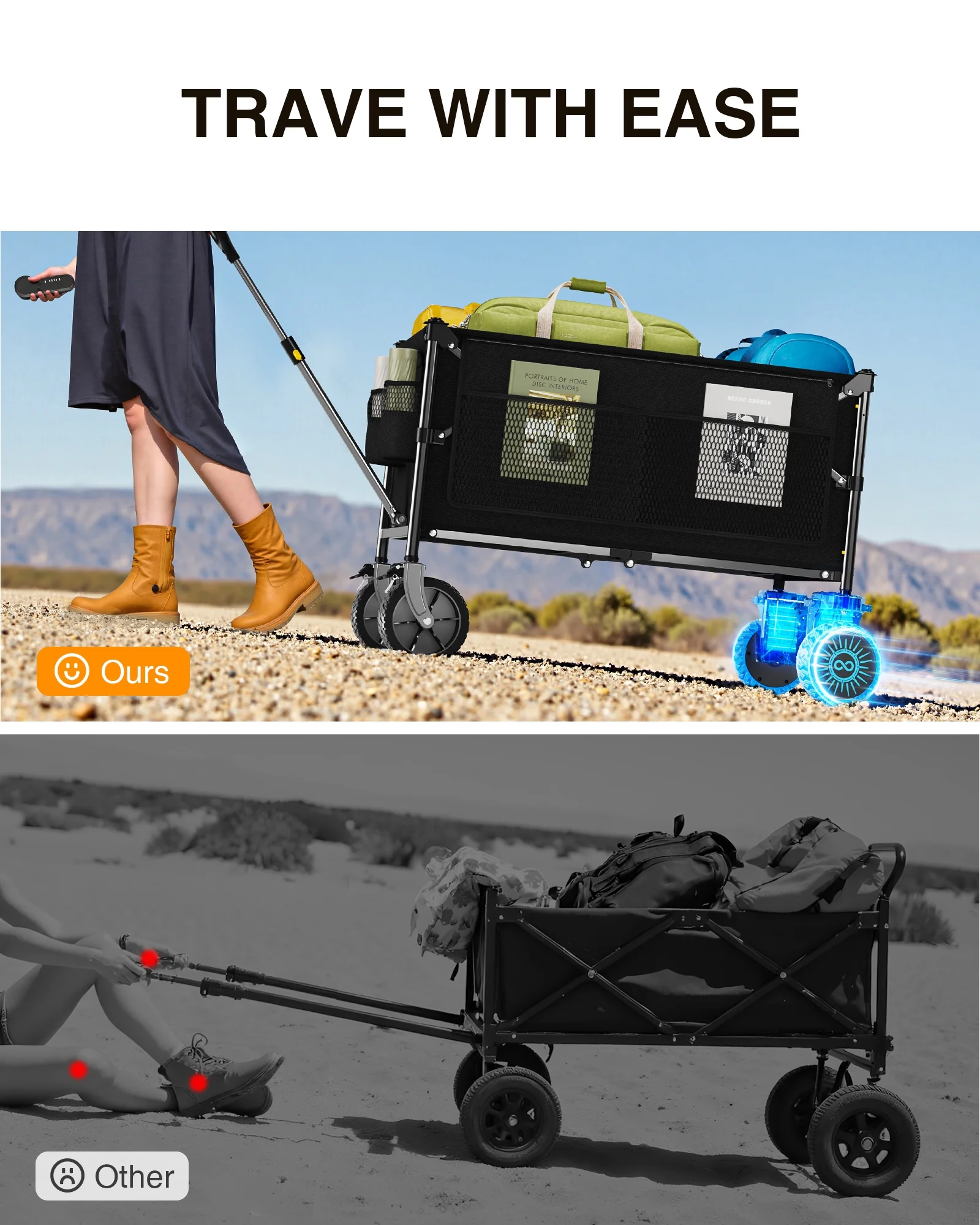 KEESTP Electric Utility Wagon, 300W Motor,Foldable Cart with All Terrain Wheel for Camping/Gardening/Shopping(Standard) - Image 6