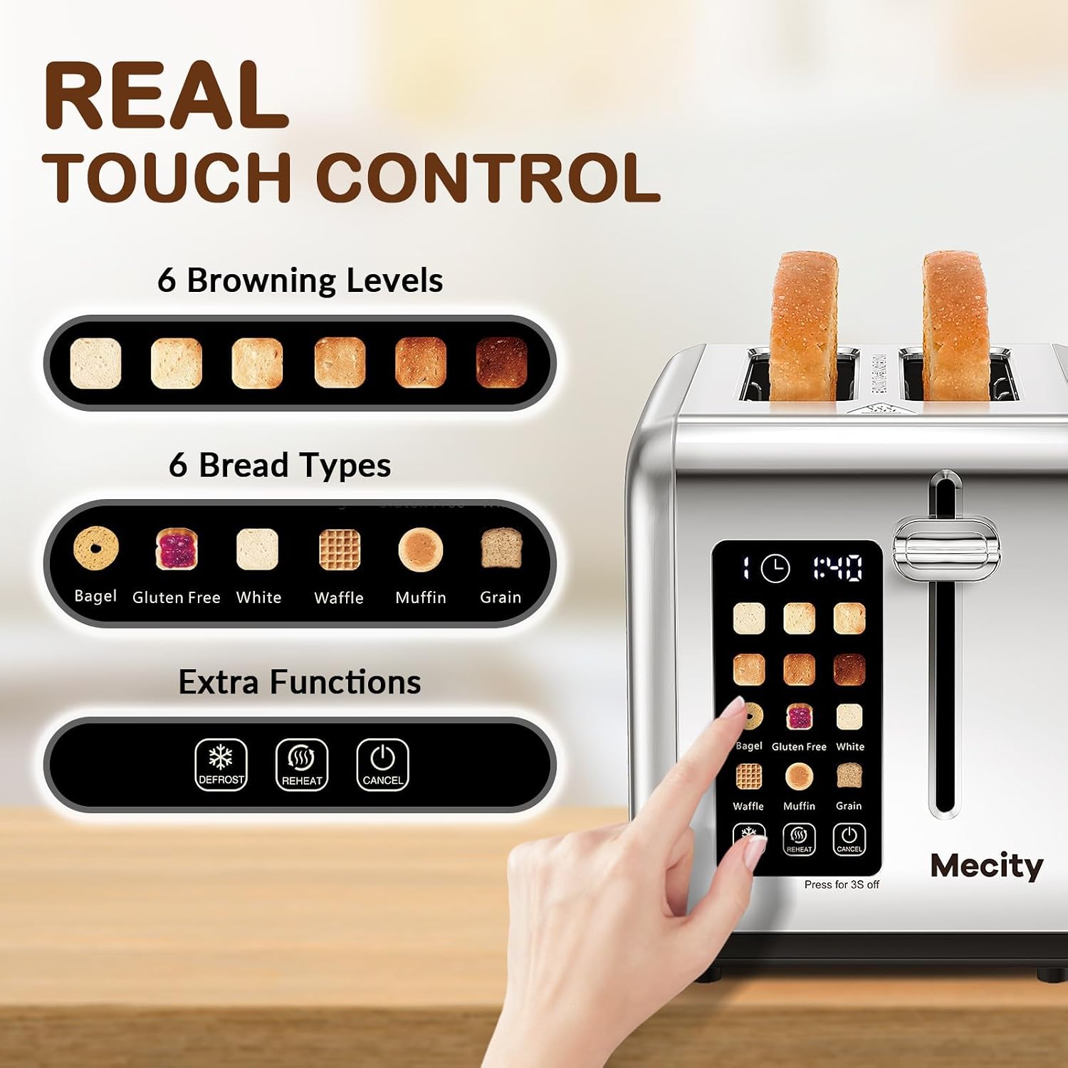 Mecity 2 Slice Toaster Touch Screen 1.5