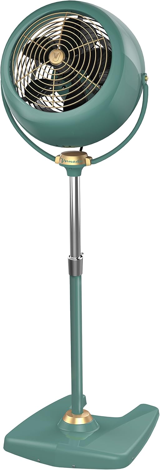 Vornado VFAN™ Sr. Pedestal Vintage Fan, Retro Metal, Standing Air Circulator for Cooling & Decor, 3 Speeds, Adjustable Tilt, Adjustable Height, Durable Pedestal Fan for Bedroom & Home, Green