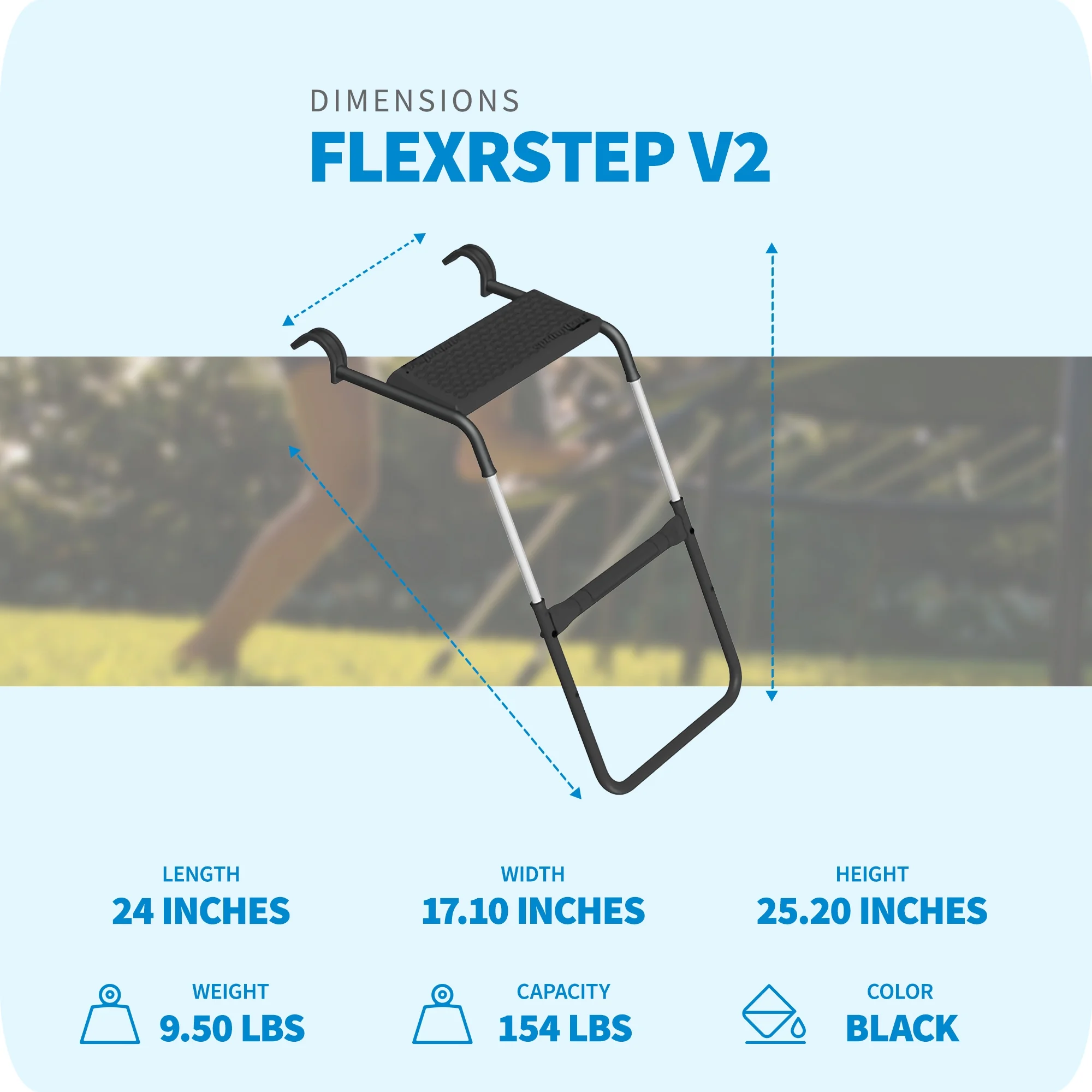 FlexrStep V2 Trampoline Ladder with Safety Lock, Silver/Black(Ladder) - Image 9