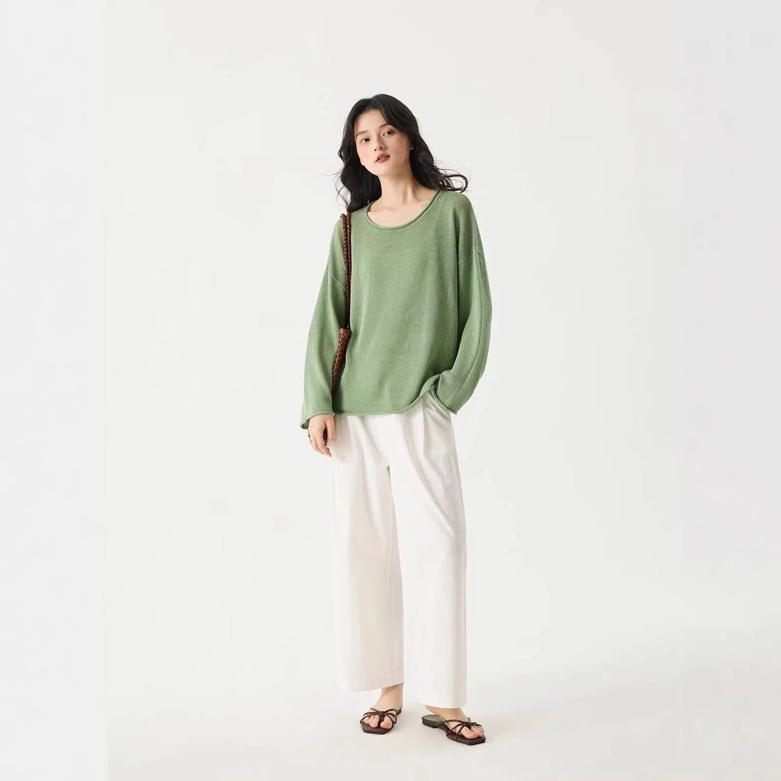 LONGÉ Women's Regenerated Cellulose Blend Knit Long-Sleeve Top