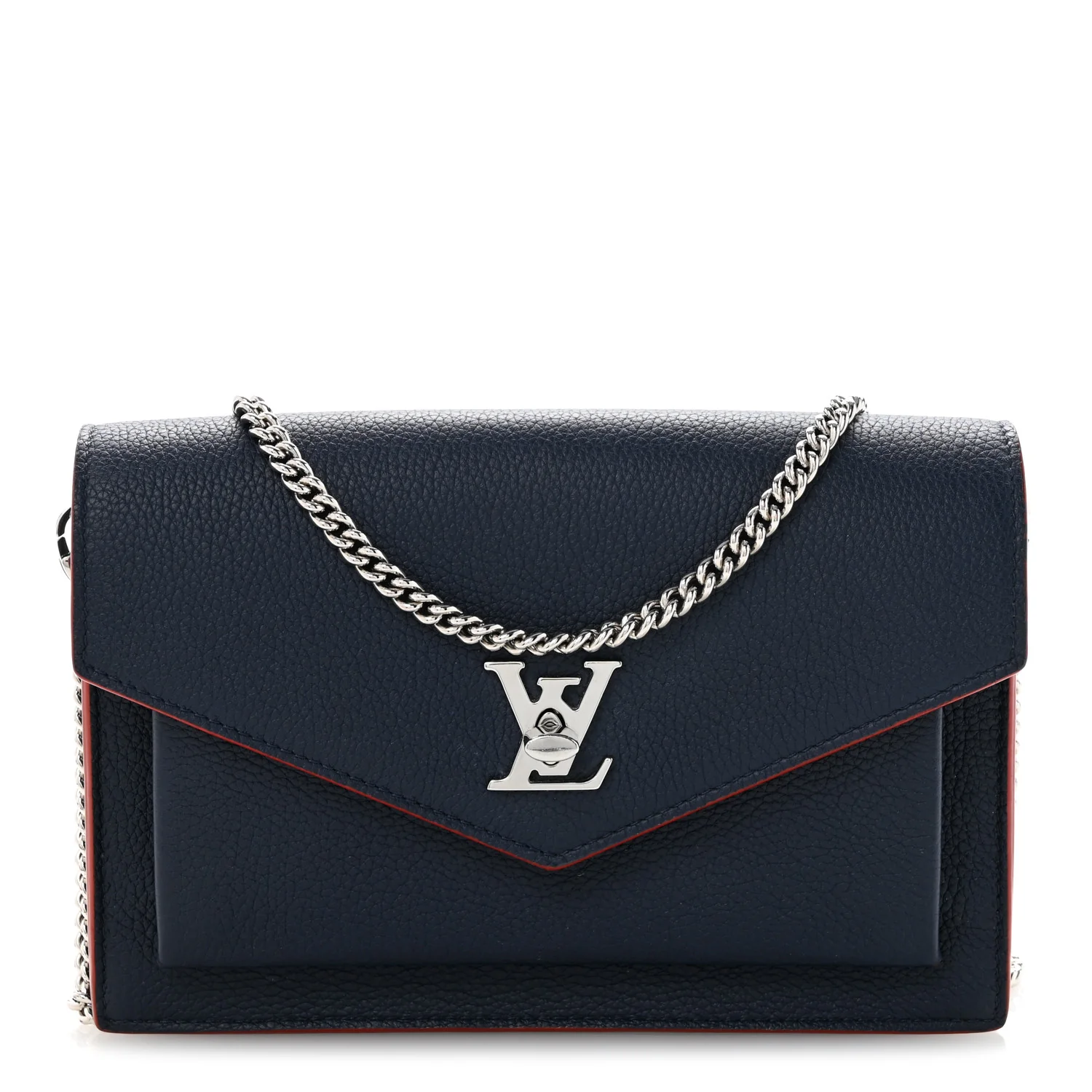 Soft Calfskin My Lockme Chain Pochette Marine Rouge