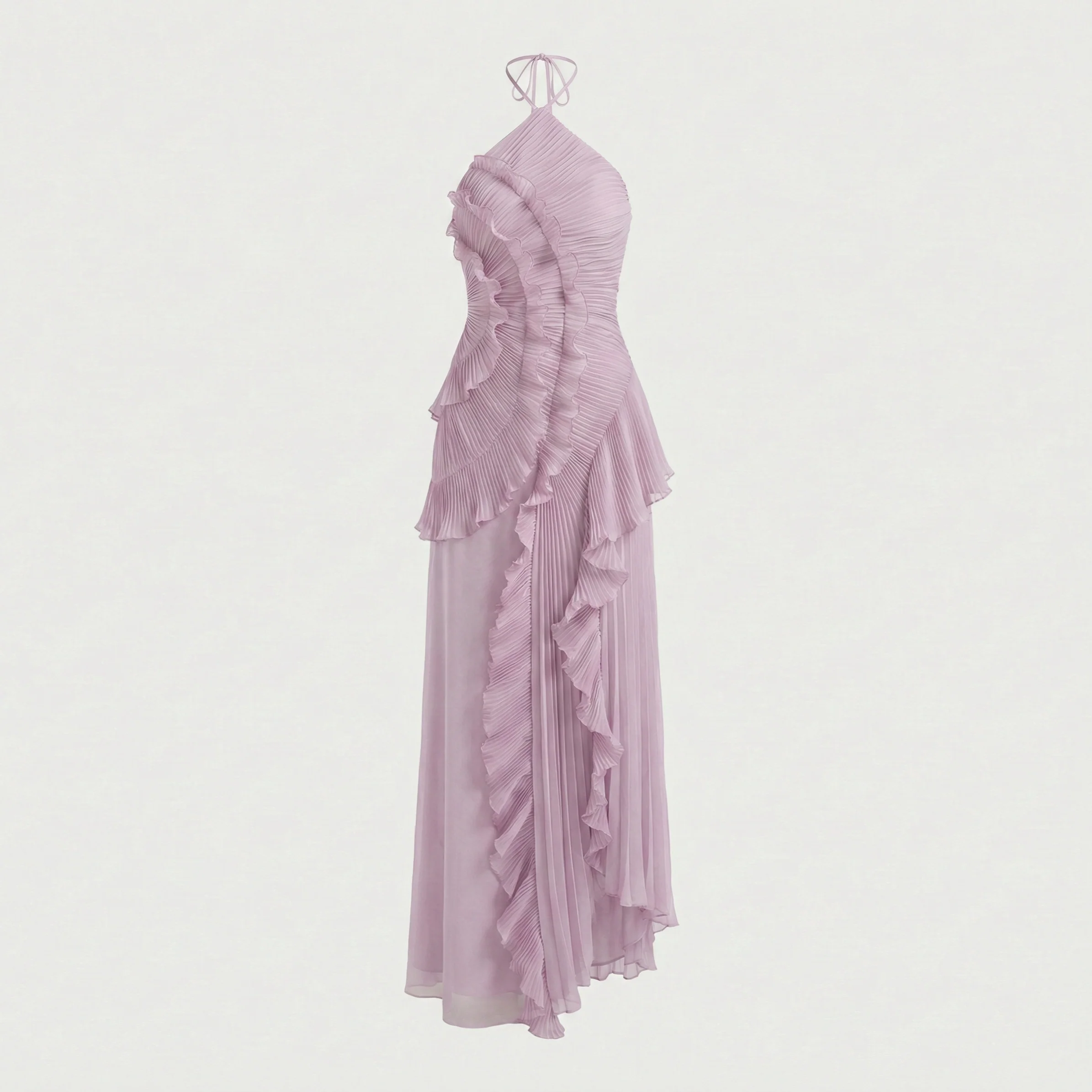 Robe mi-longue plissée en rose thé violet pour femme
