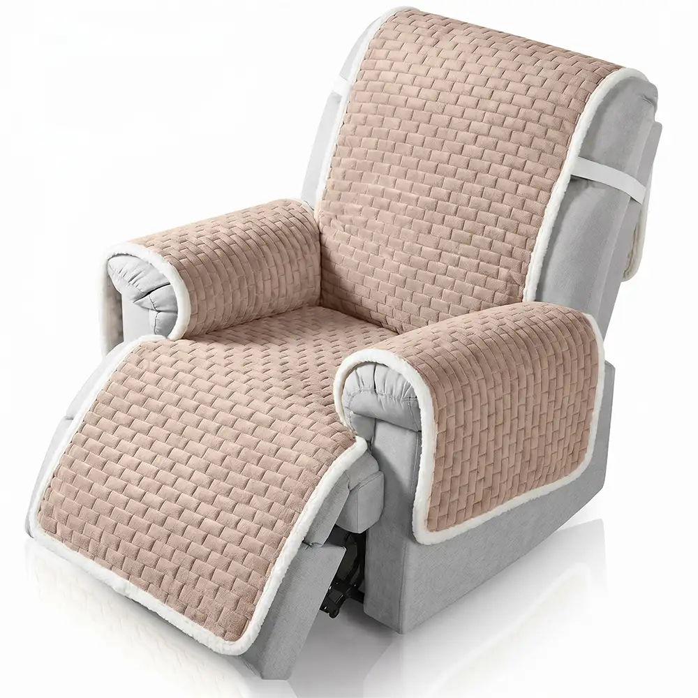 Plush Scratch-Resistant Recliner Couch Covers Slipcovers with Elastic Straps