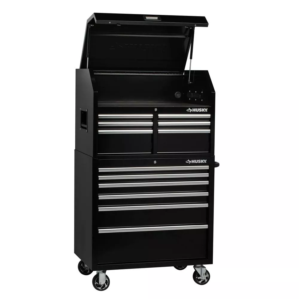 Coffre à outils et armoire combinés profonds à 12 tiroirs, 91,4 cm (36 po) de largeur, noir brillant