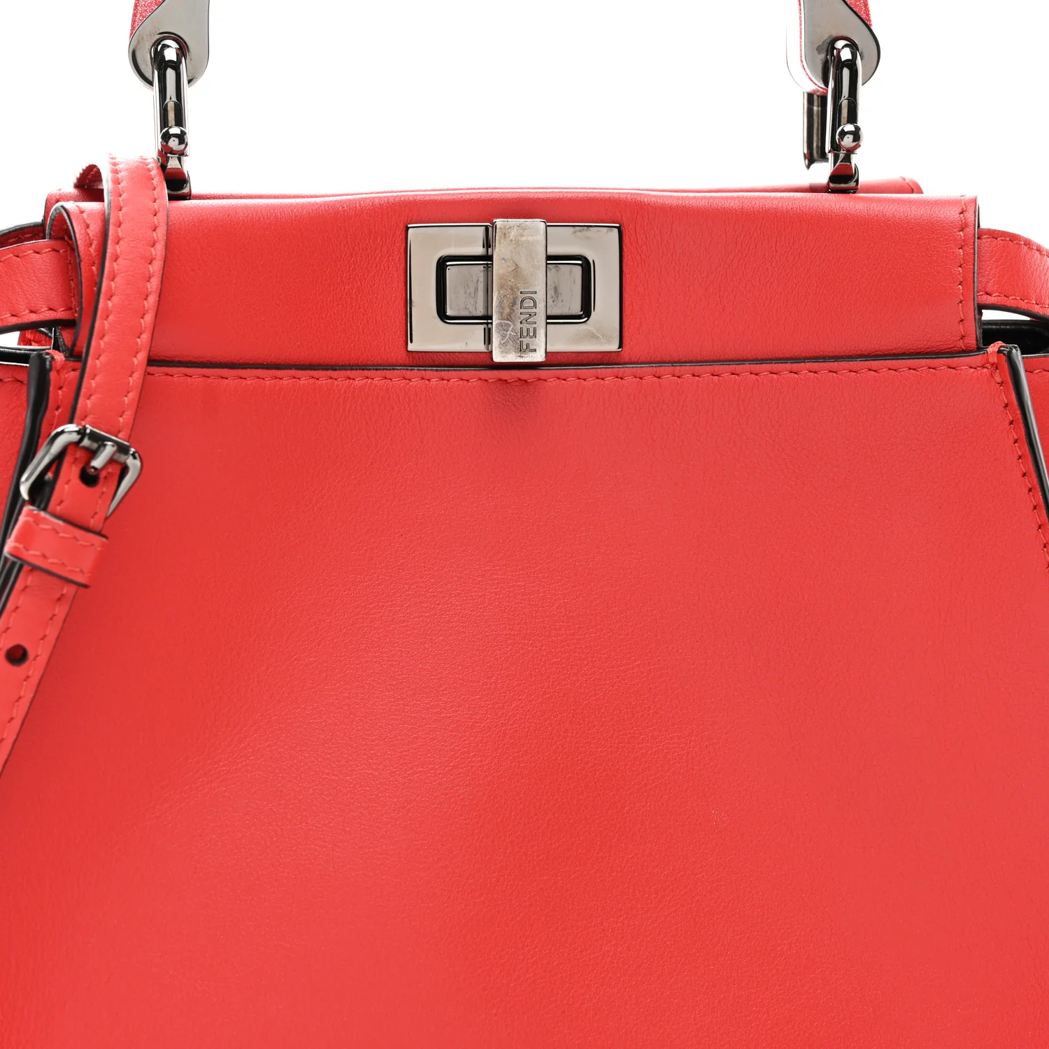 Vitello Seta Nappa Mini Plexi Handle Peekaboo Iconic Satchel Pomodoro