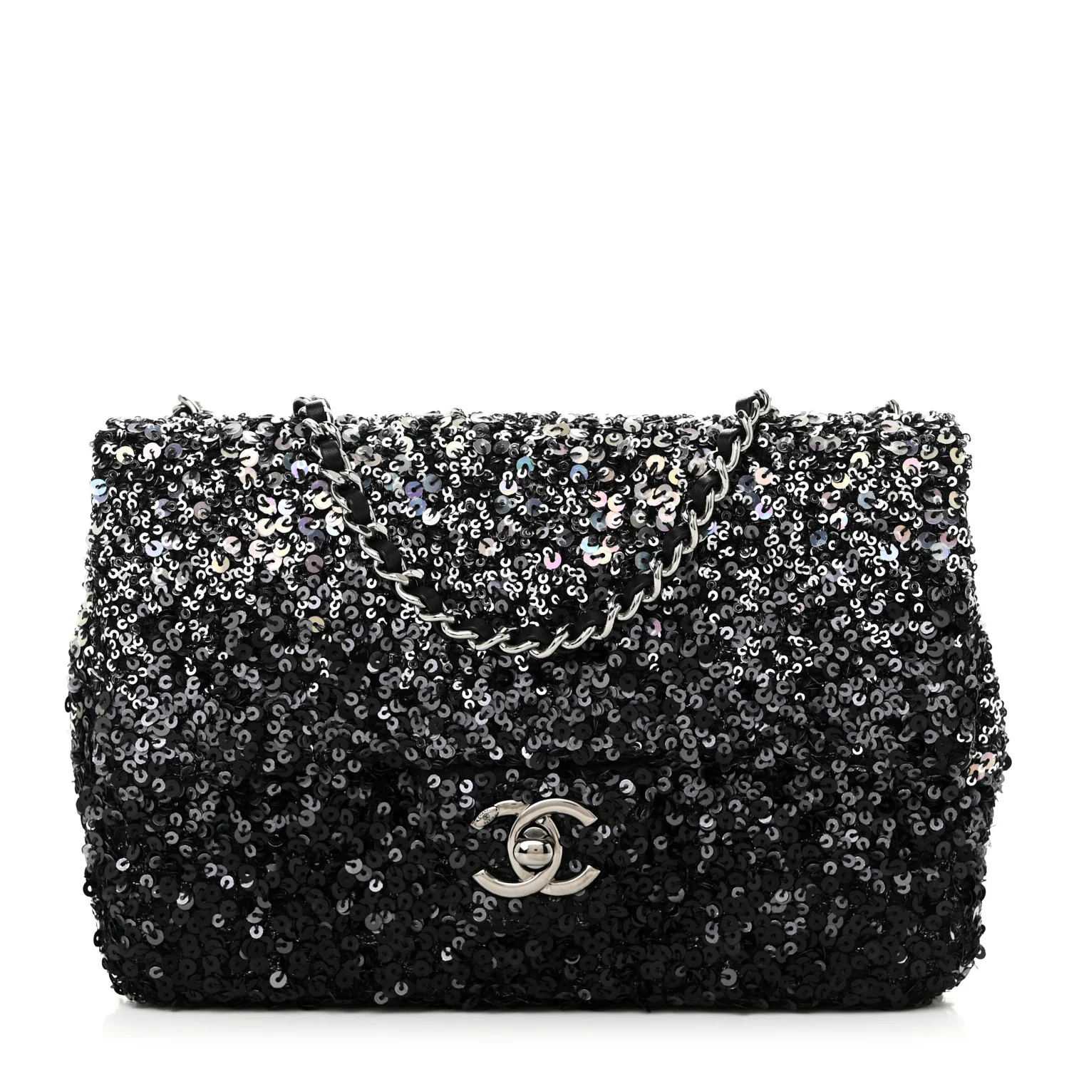 Shaded Sequins Mini Flap Black