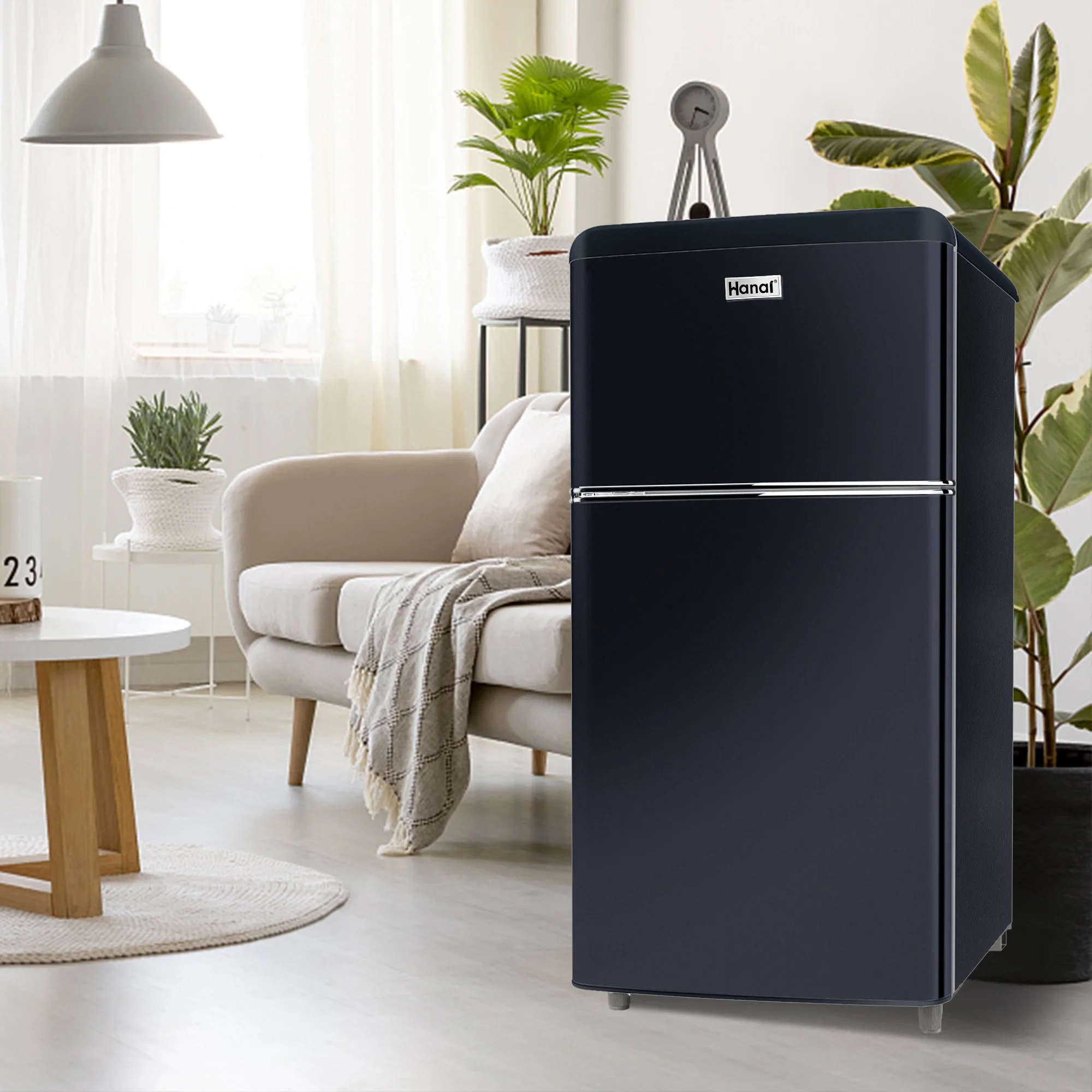 3.5 Cu ft Two Door Mini Refrigerator with Freezer,Black(Black) - Image 2