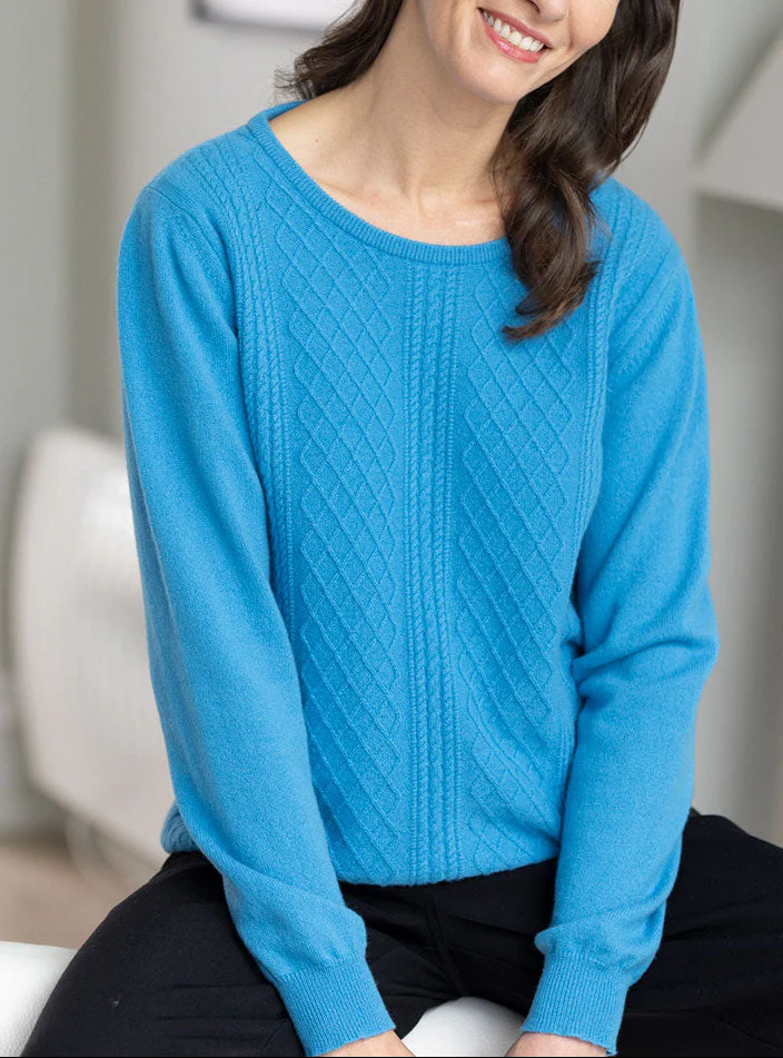 Pull femme cachemire et laine bleu céleste
