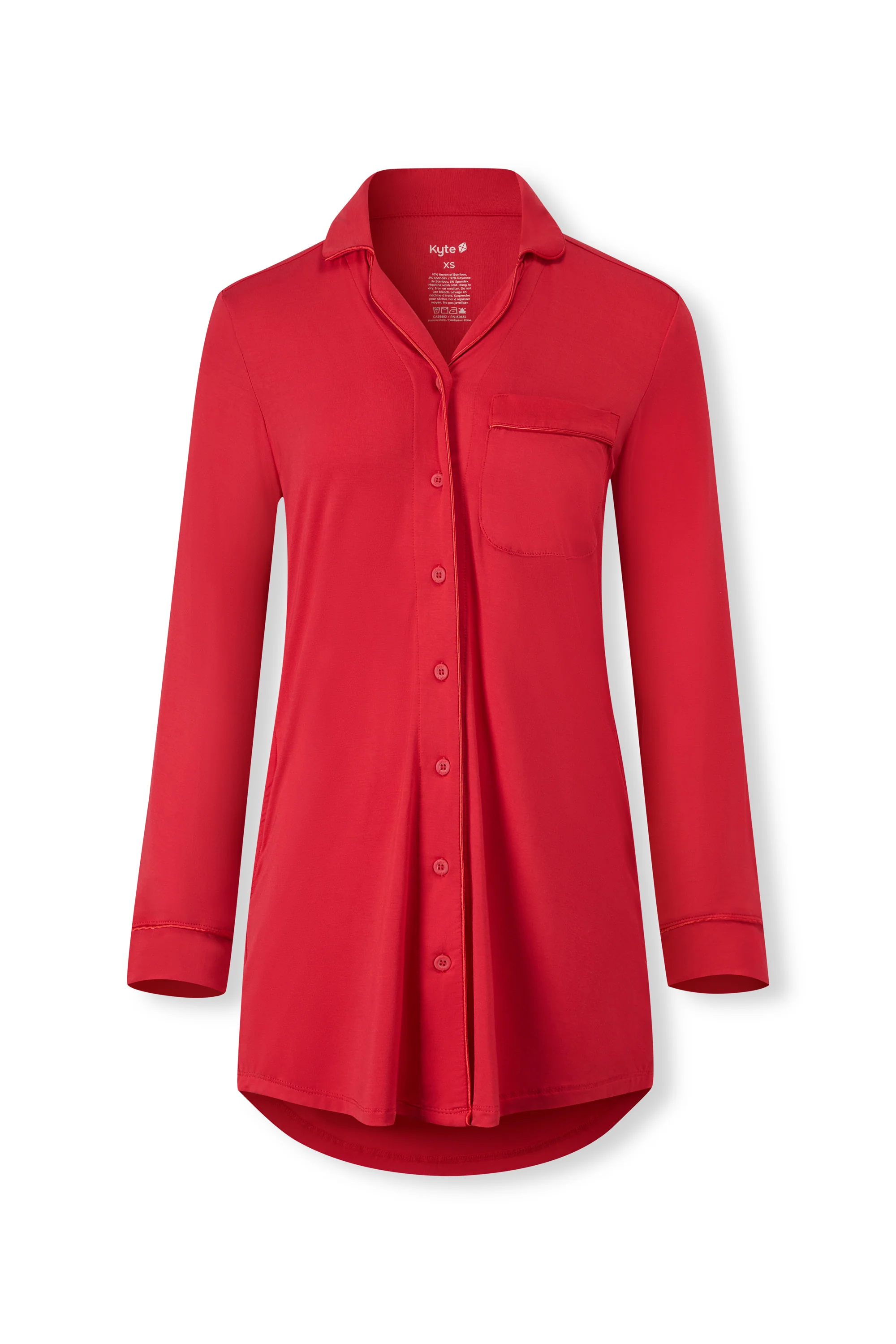 Long Sleeve Women’s Nightshirt in Cardinal