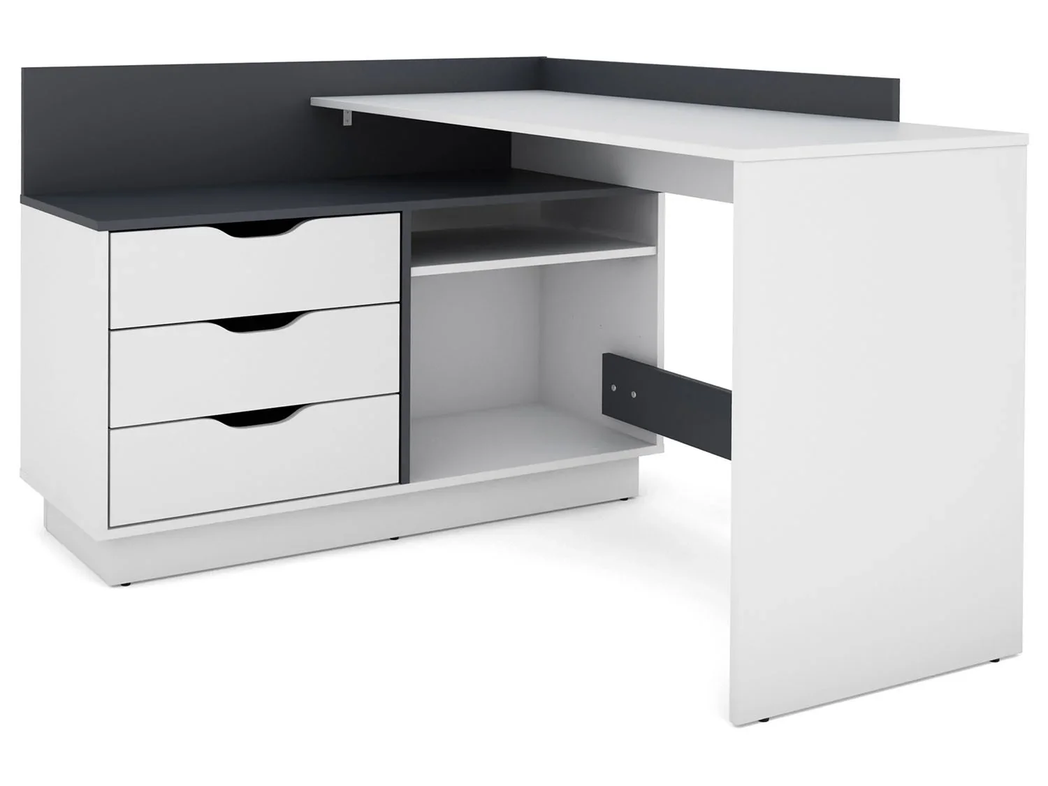 byLIVING Bureau d'angle Belfast avec compartiments, 129 x 105 x 83 cm