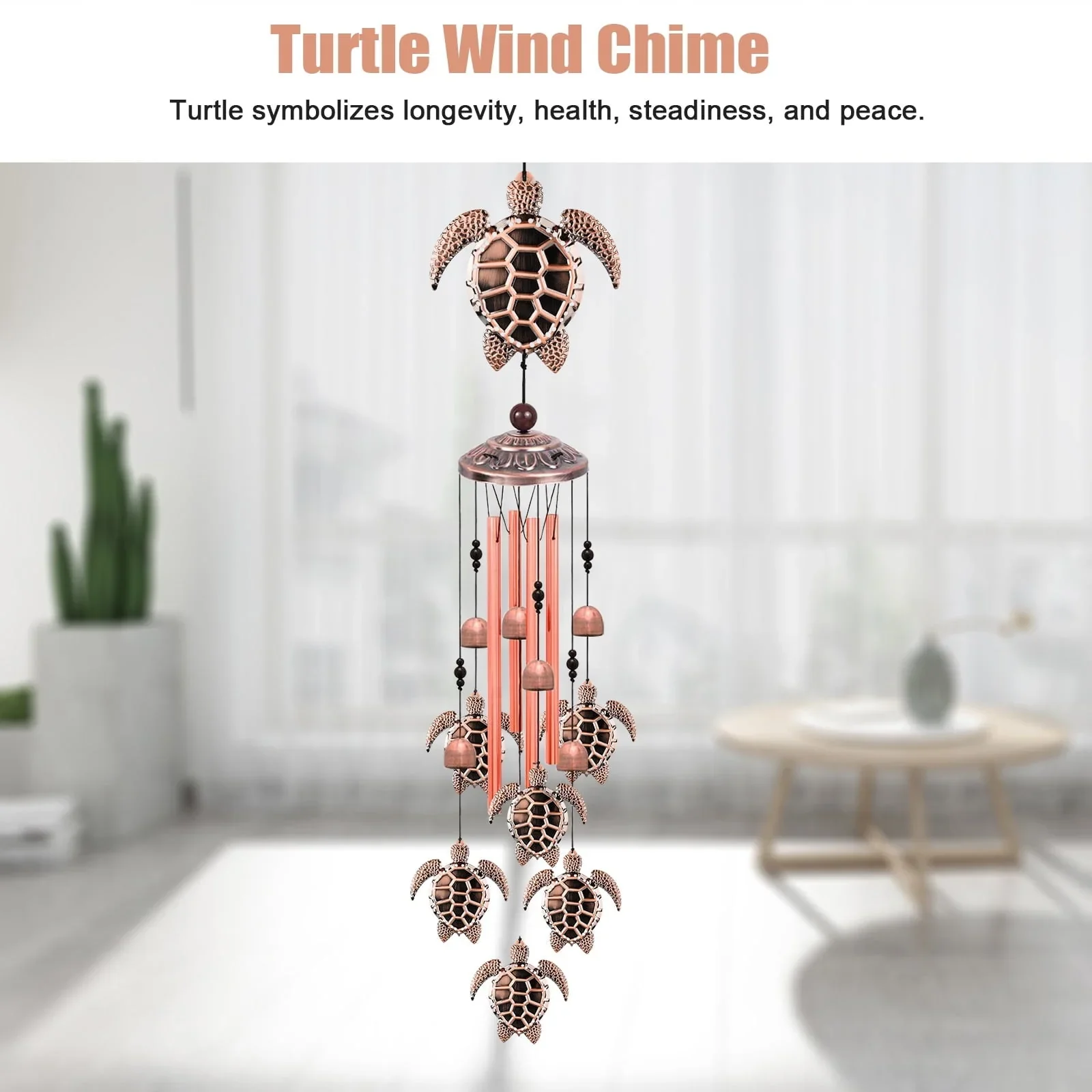 Turtle Wind Chimes Outdoor, EEEkit 33 Large Retro Wind Chimes Bell, Garden Wind Chimes with 4 Aluminum Tuned and 7 Turtles for Indoor Outdoor Garden Patio Decor