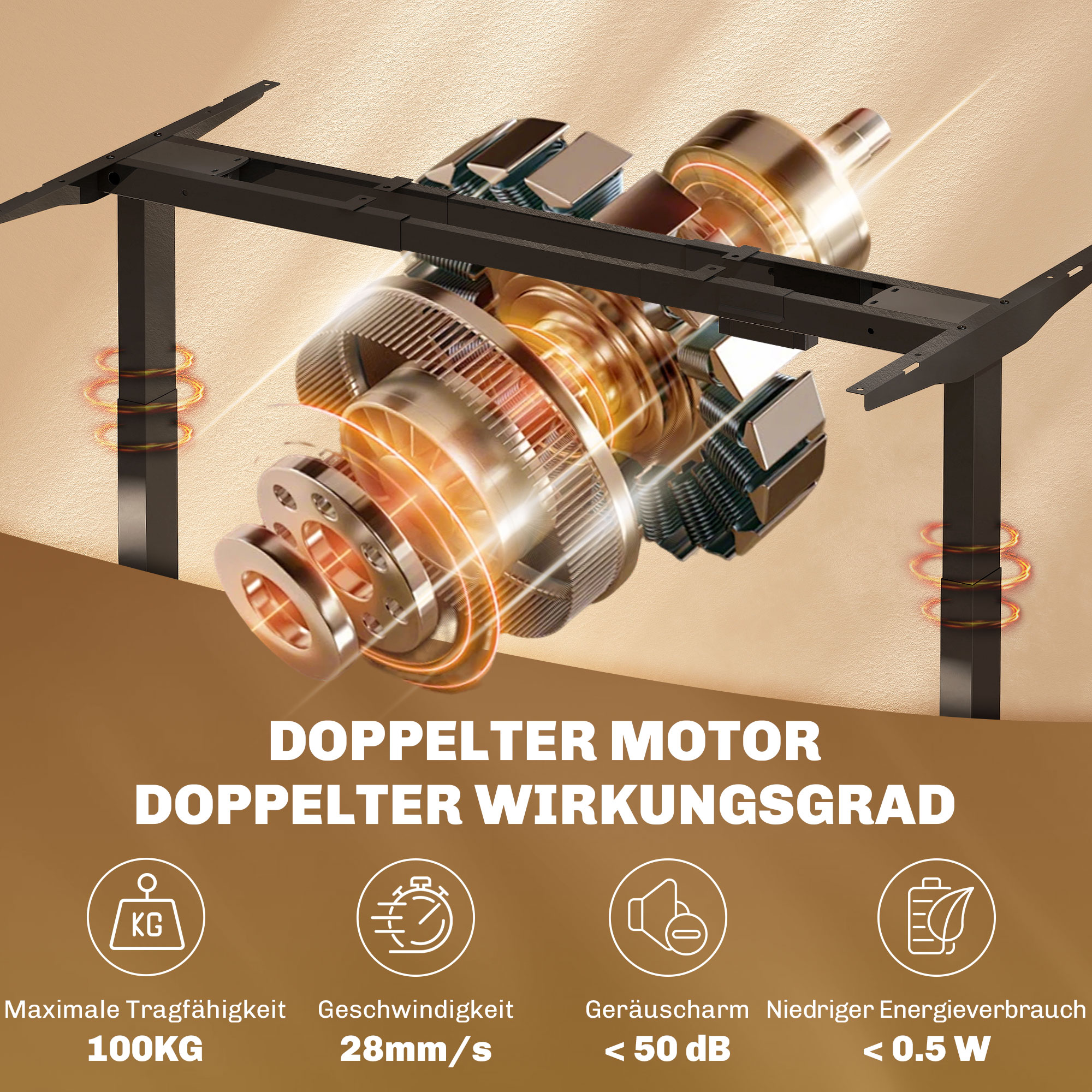 HOMCOM Elektrisch Verstelbaar Bureaubladframe, In Hoogte Aanpasbaar met Geheugenfunctie, Staal, Zwart