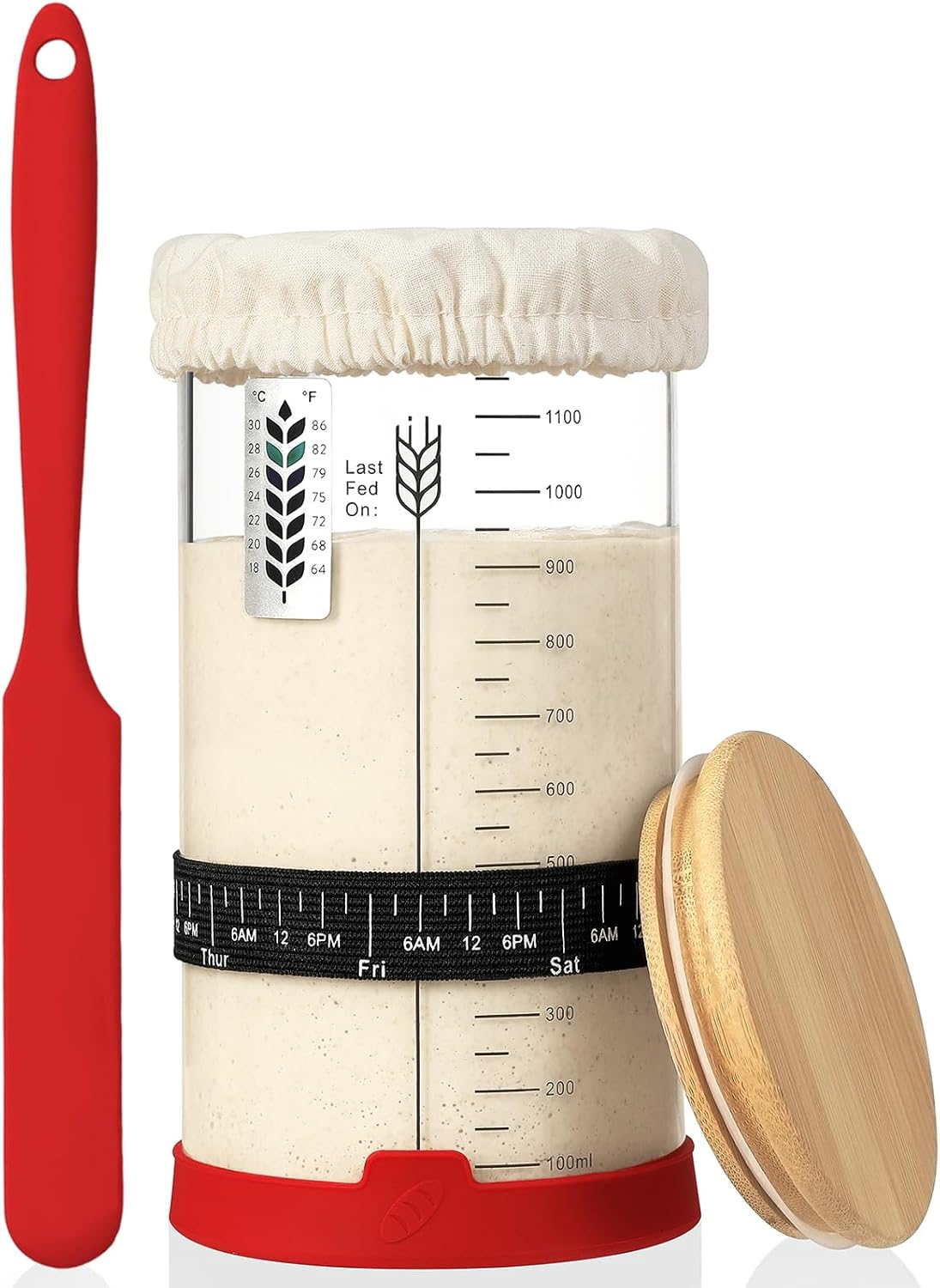 Sourdough Starter Jar Kit, 24 oz Wide Mouth Sour Dough Jars Glass